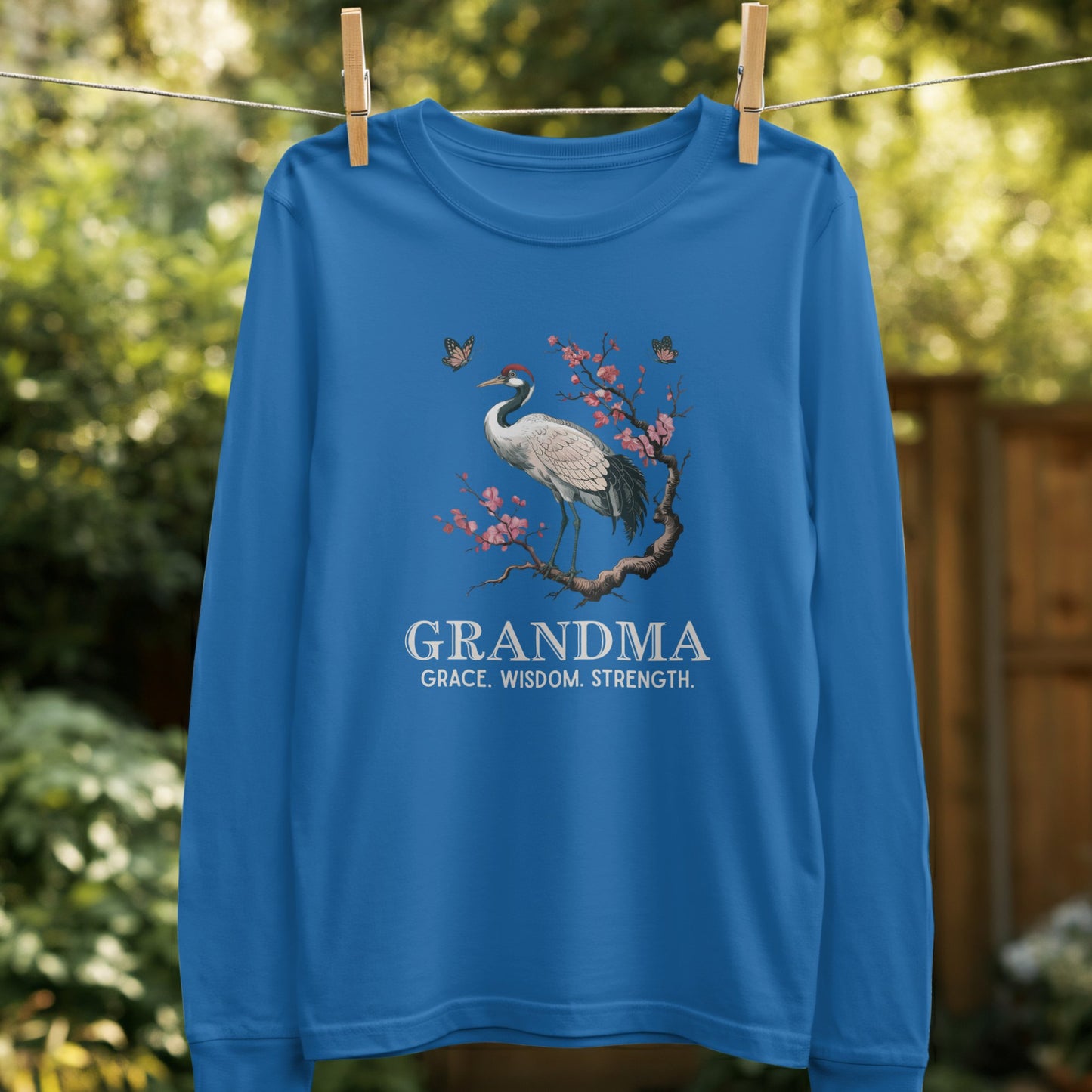 Grace Wisdom Strength Grandma Crane Long Sleeve Shirt product