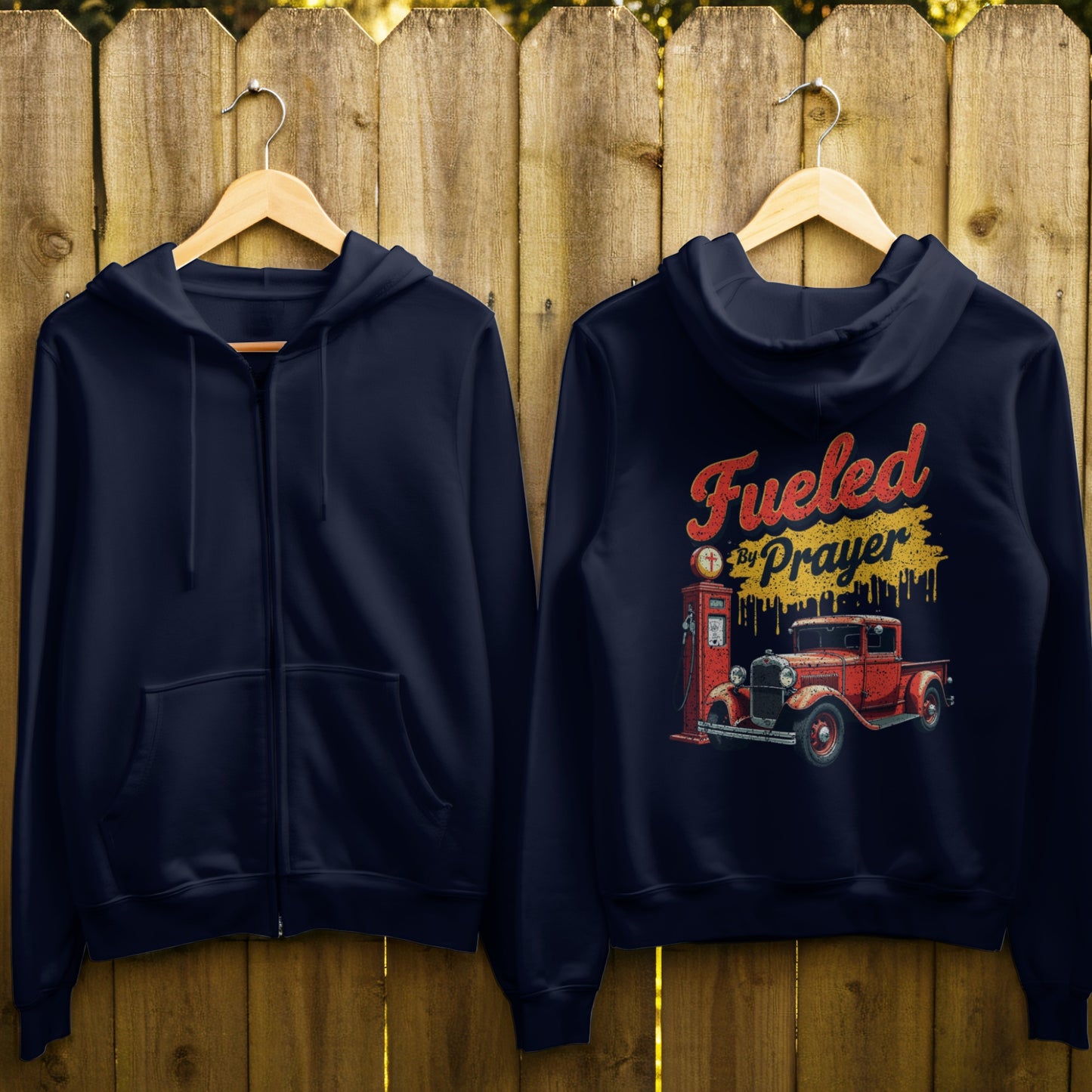Fueled by Prayer Red Truck Graphic Hoodie product type
