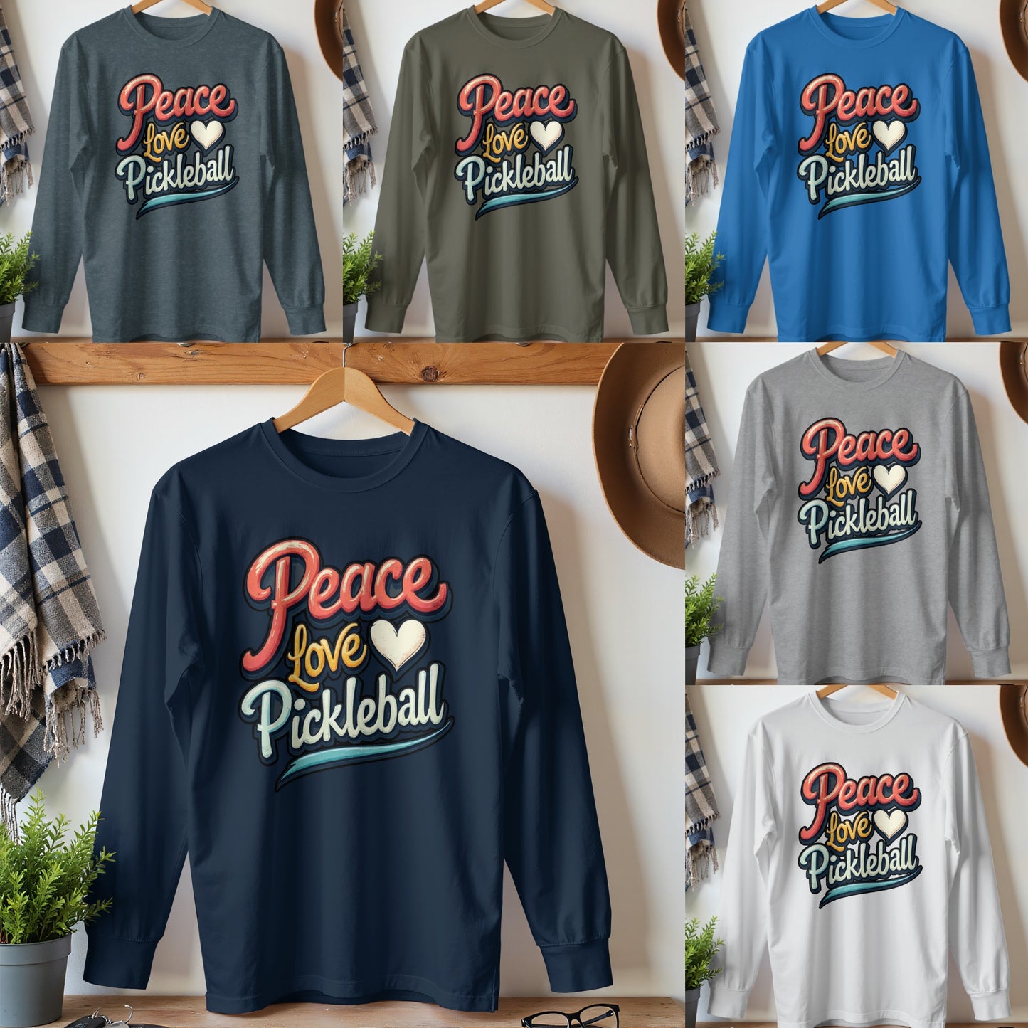 Peace Love Pickleball Graphic Long Sleeve Shirt product type