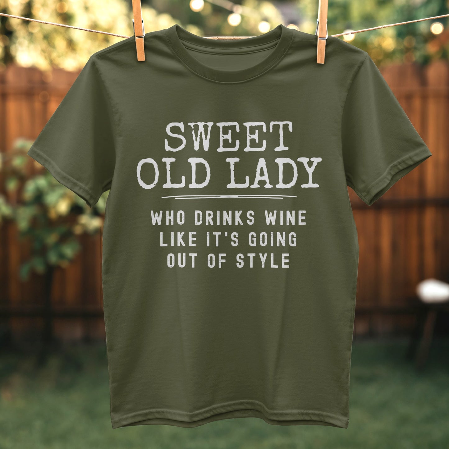Sweet Old Lady Drinking Wine Funny Shirt product