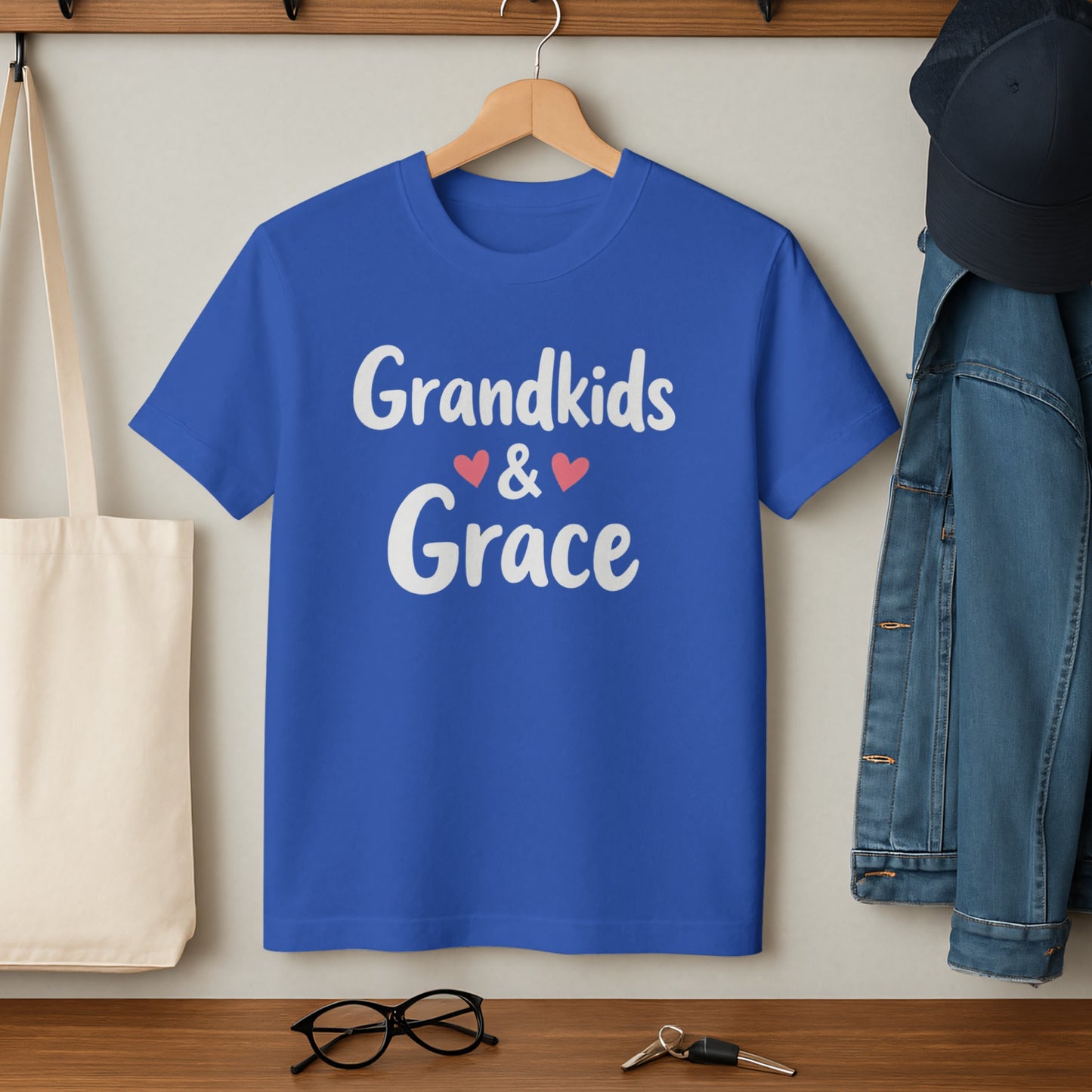 Grandkids & Grace Blue Typography Design T-Shirt product
