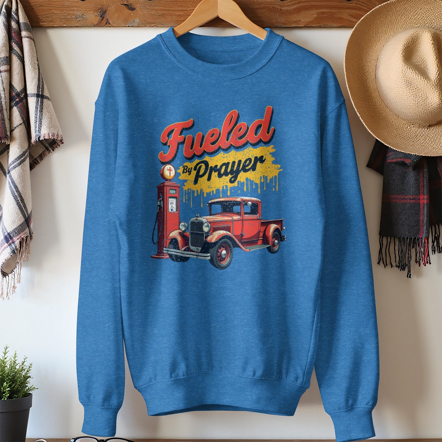 Fueled By Prayer Vintage Style Graphic Sweatshirt product