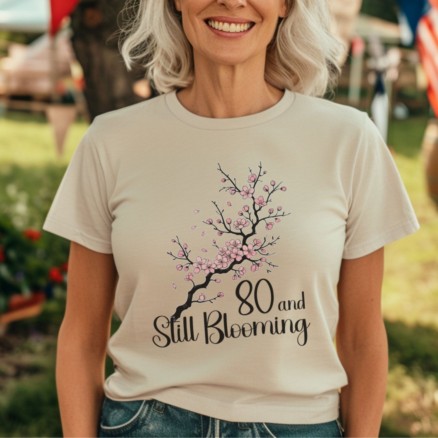 80 and Still Blooming Graphic Tee Shirt product