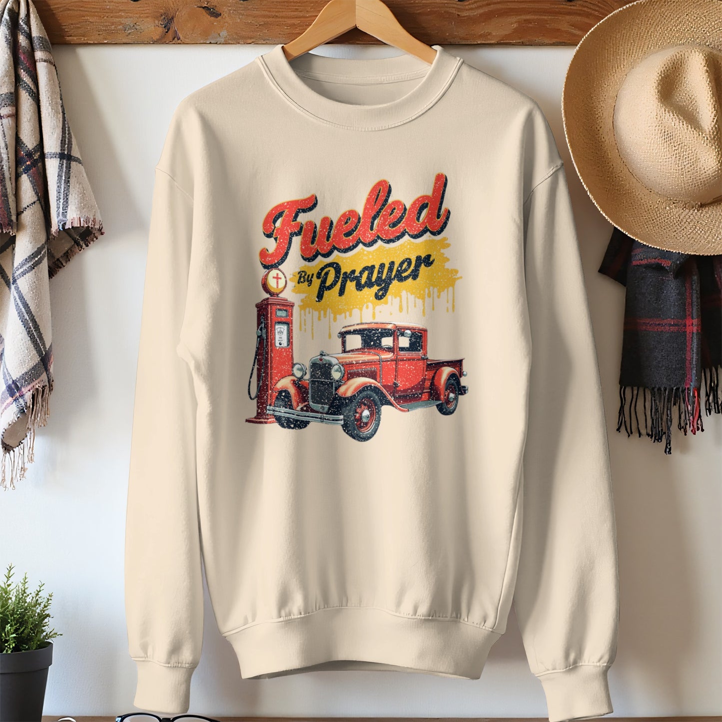 Fueled by Prayer Vintage Truck Graphic Sweatshirt Product