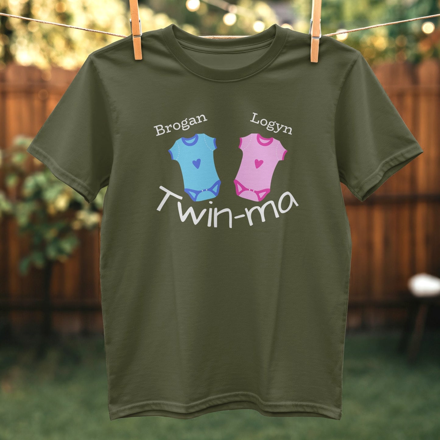 Cute Twin-ma Bodysuit Design T-shirt for Twins product type