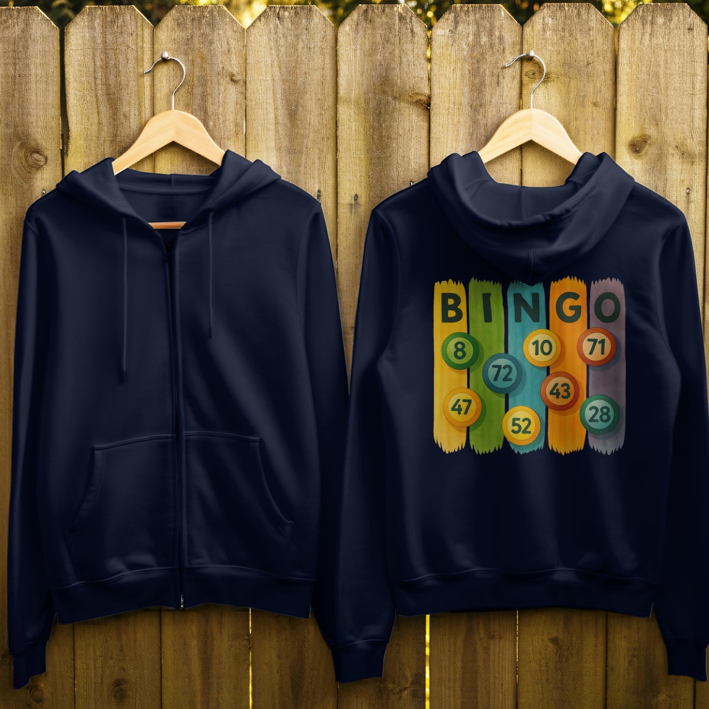 Bingo Number Print Casual Zip Up Hoodie product type