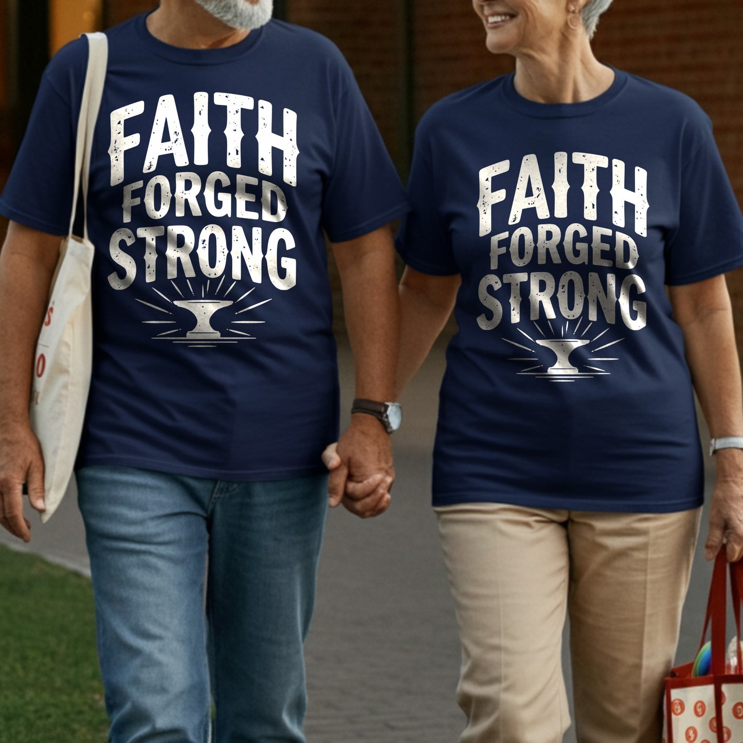 Faith Forged Strong Matching T-shirts product type