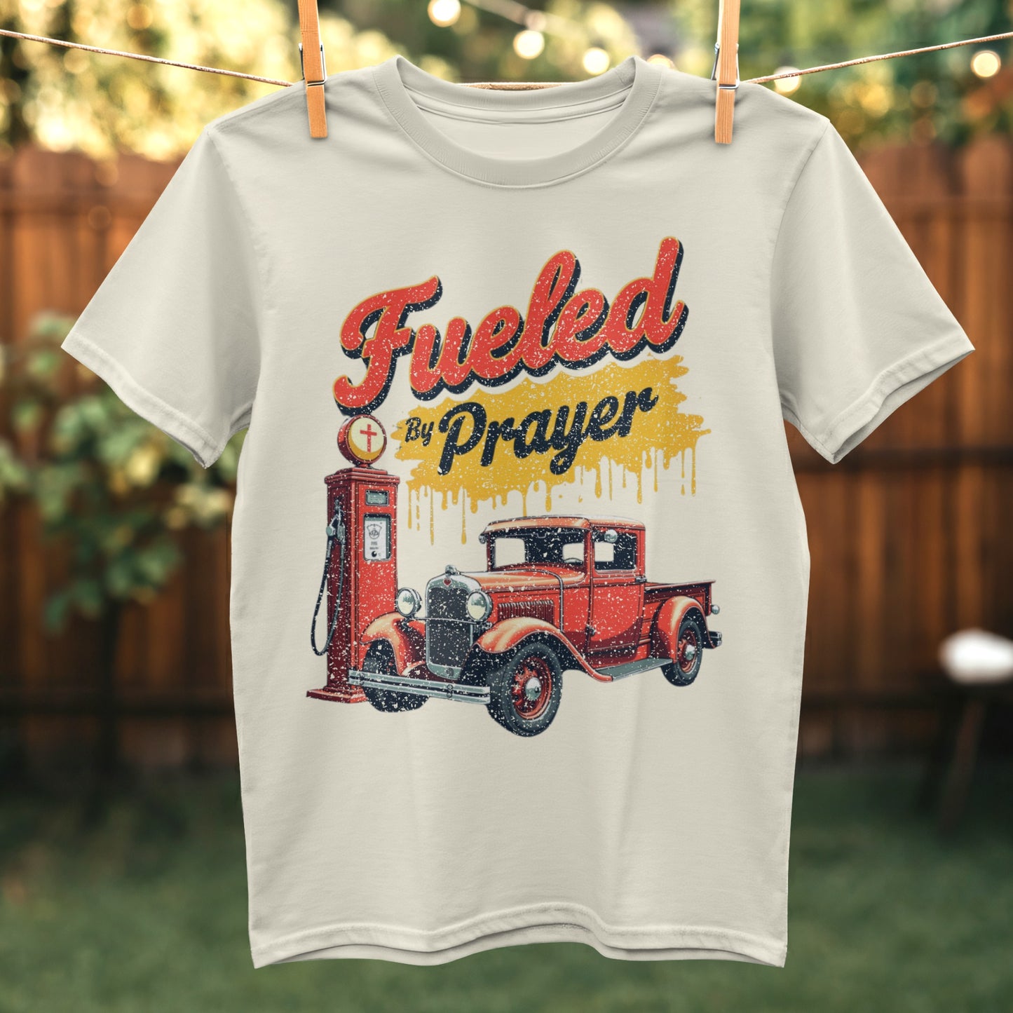 Fueled By Prayer Vintage Car Graphic T-shirt product