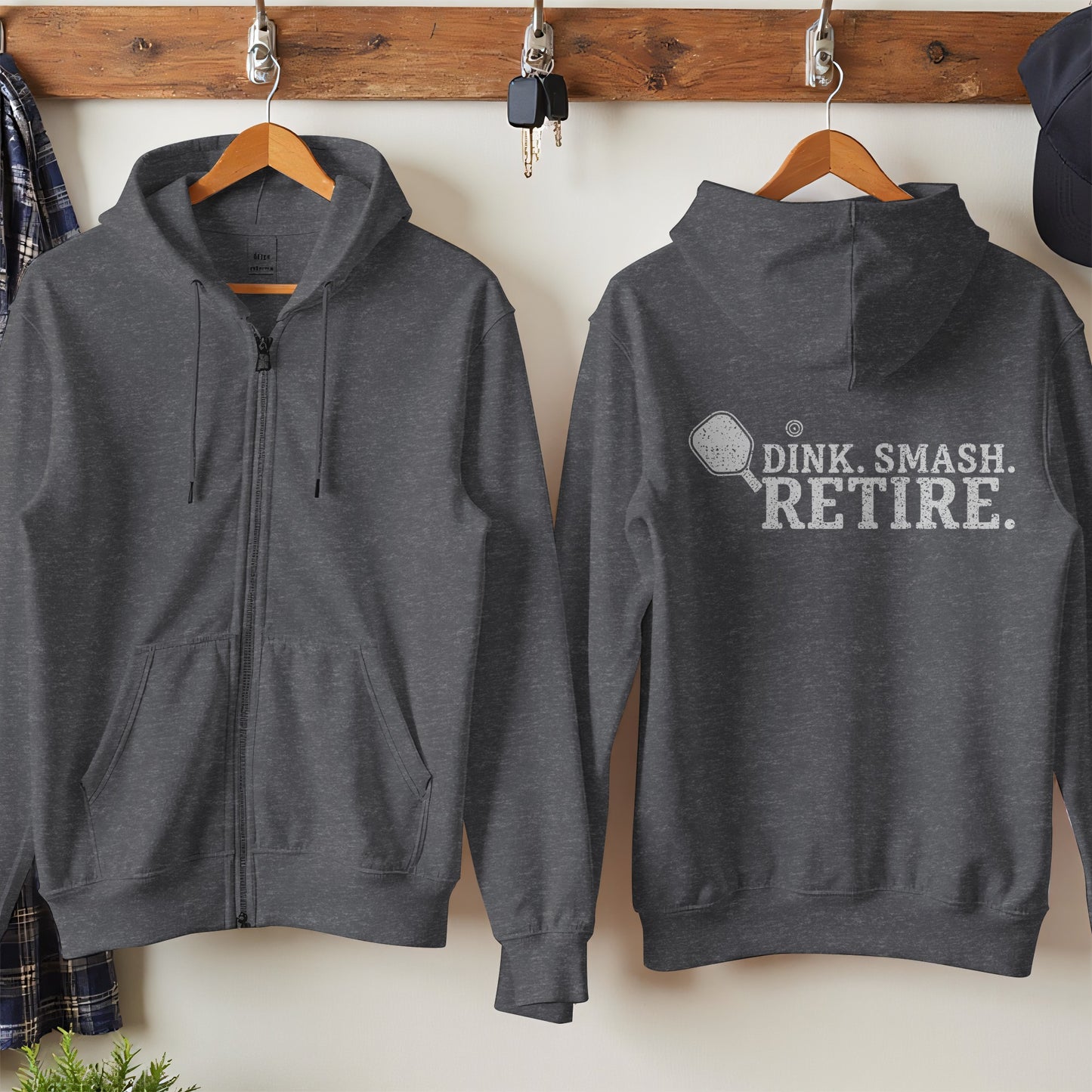 Dink Smash Retire Zippered Hoodie Casual Relaxed Fit product type