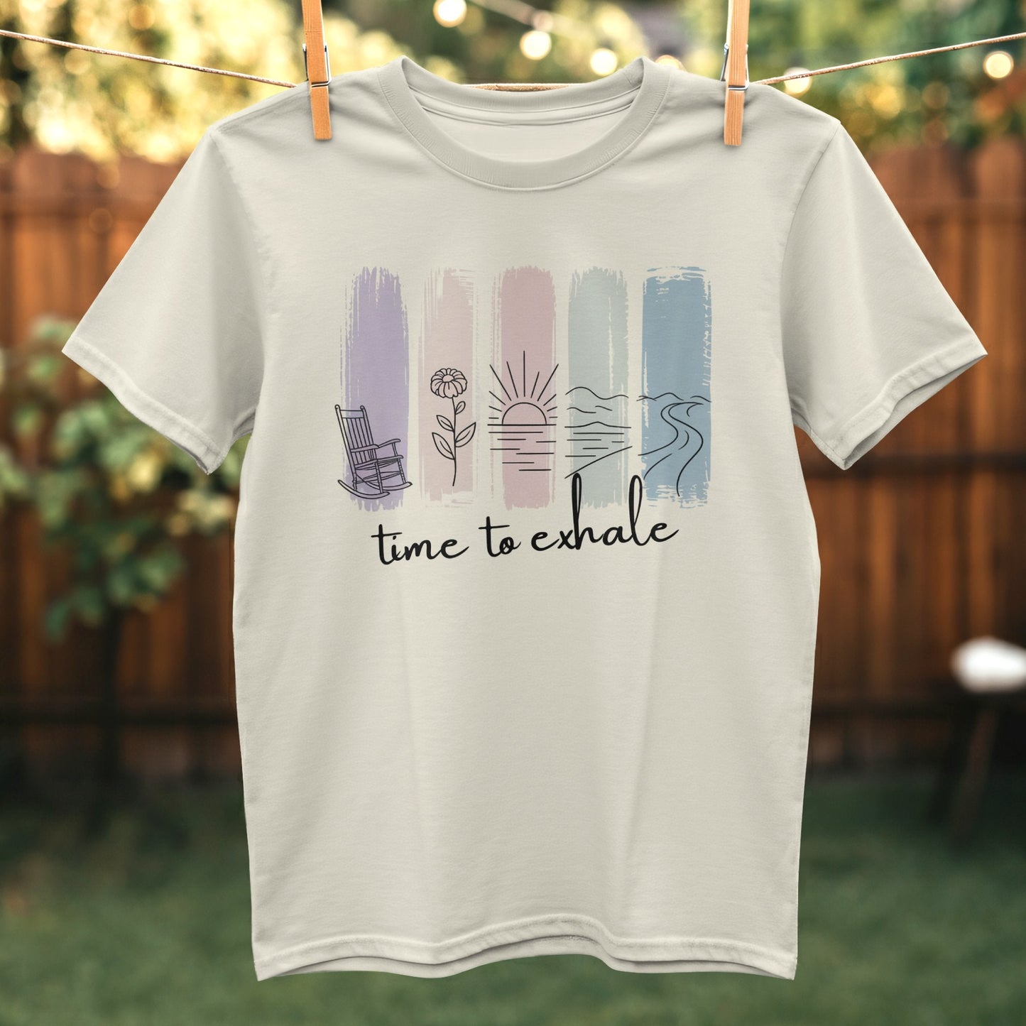 Relaxing Scenic Design Time to Exhale Graphic T-shirt Product