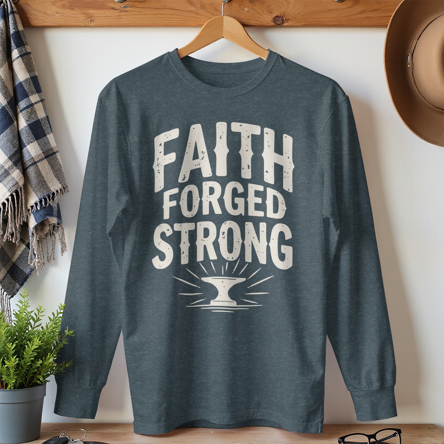 Faith Forged Strong Inspirational Graphic product type