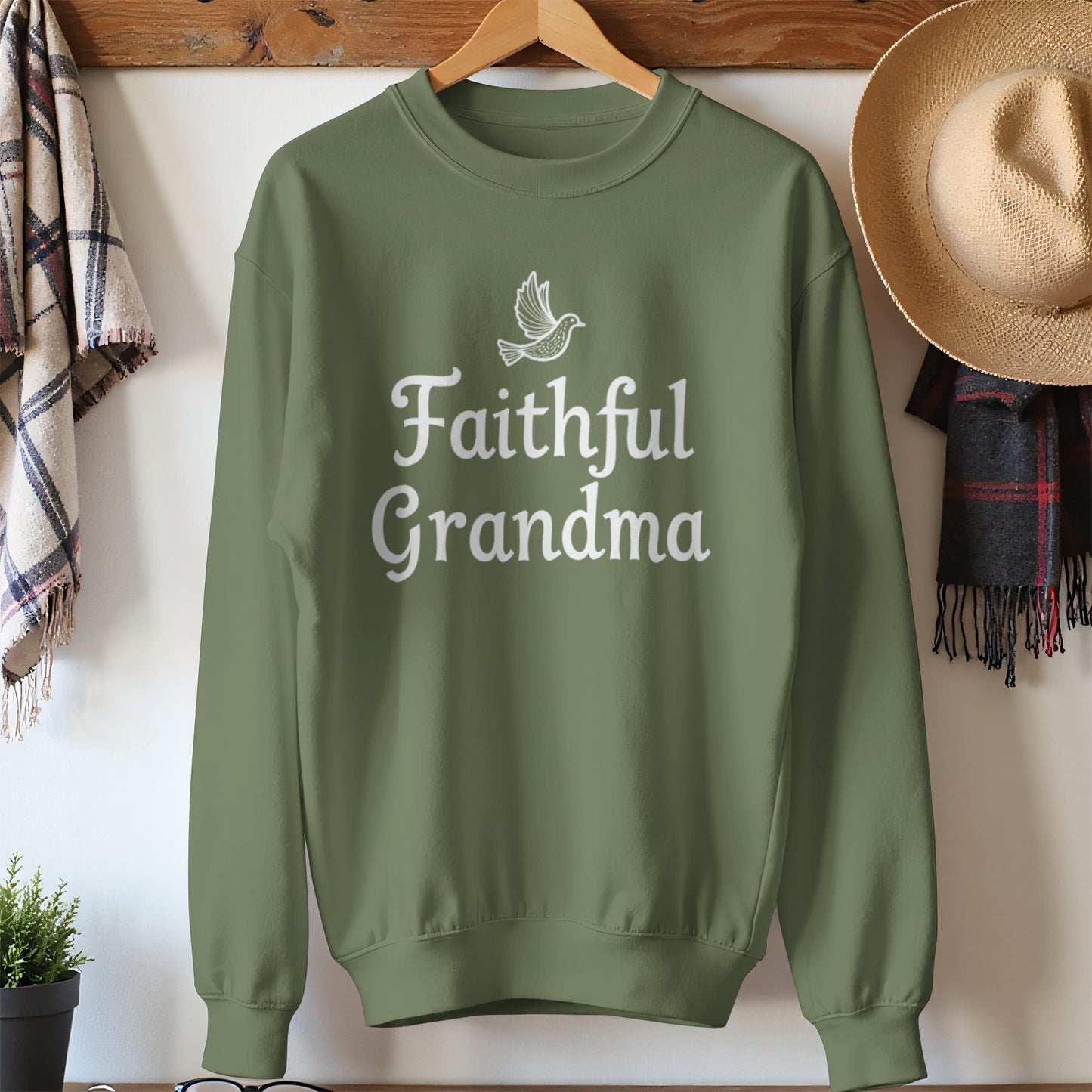 Faithful Grandma Sweatshirt with Dove Print product type