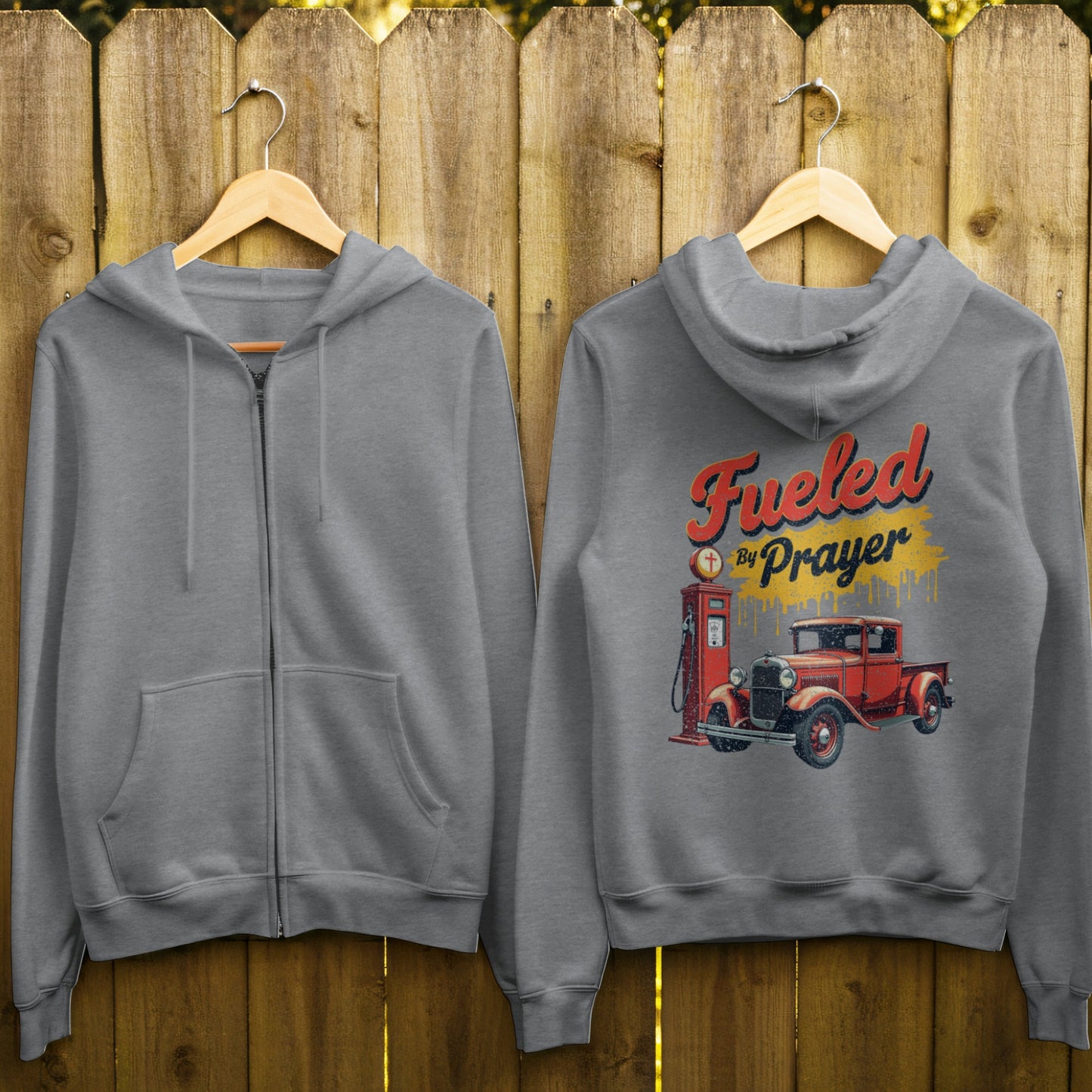 Fueled By Prayer Full Zip Up Hooded Sweatshirt product type