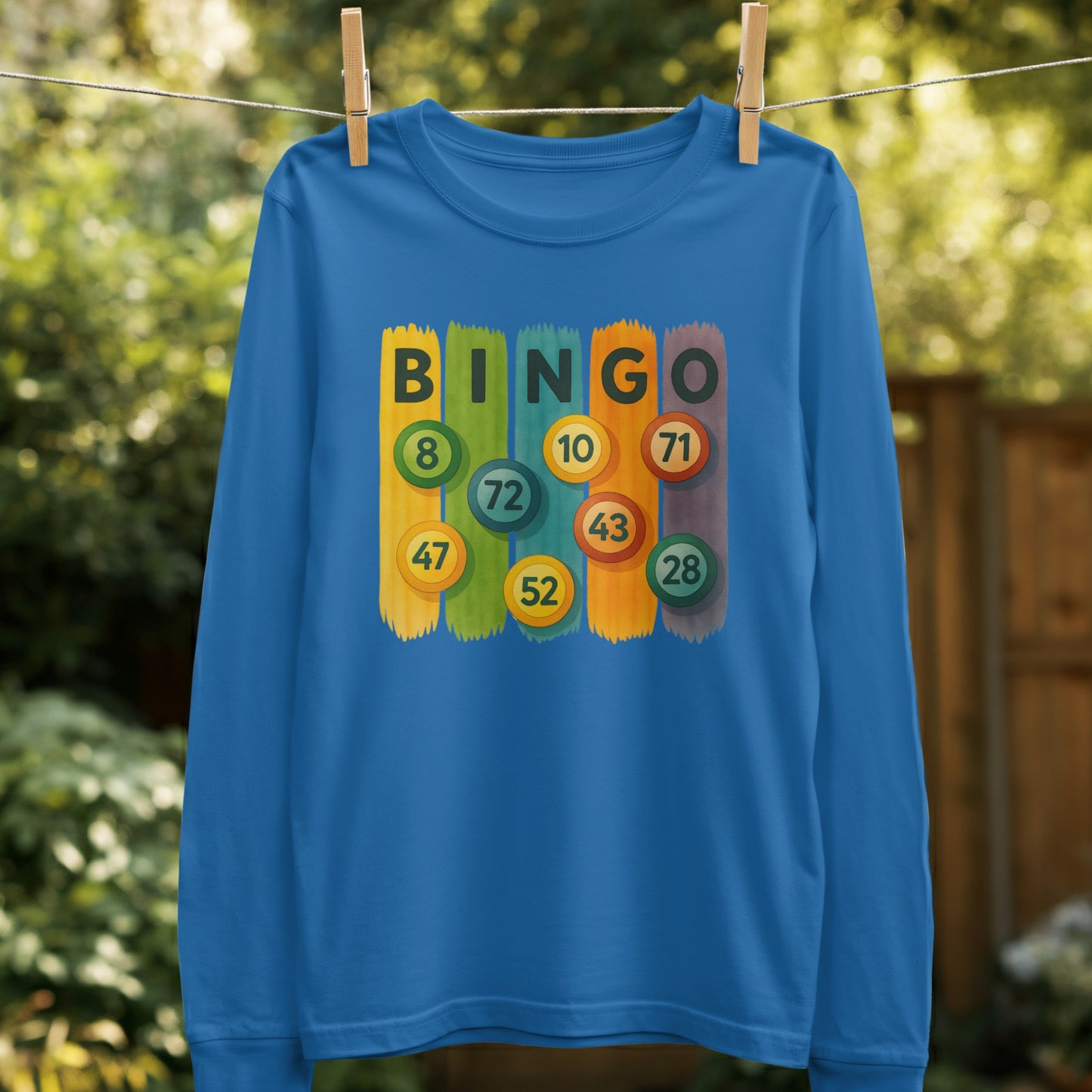 Colorful Bingo Numbers Graphic Long Sleeve Shirt product