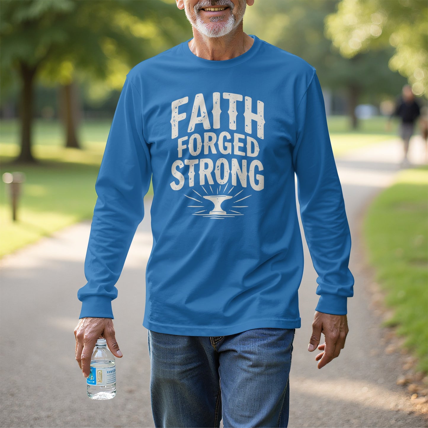 Faith Forged Strong Inspiring Blue Shirt product type