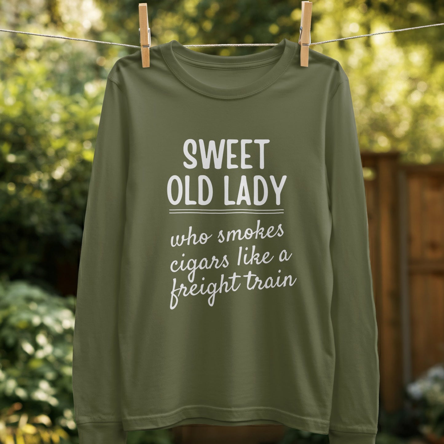 Sweet Old Lady Smokes Like Train Humor Product