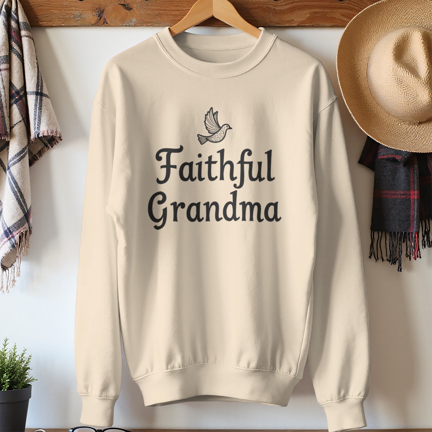 Faithful Grandma Sweatshirt with Dove Design product type
