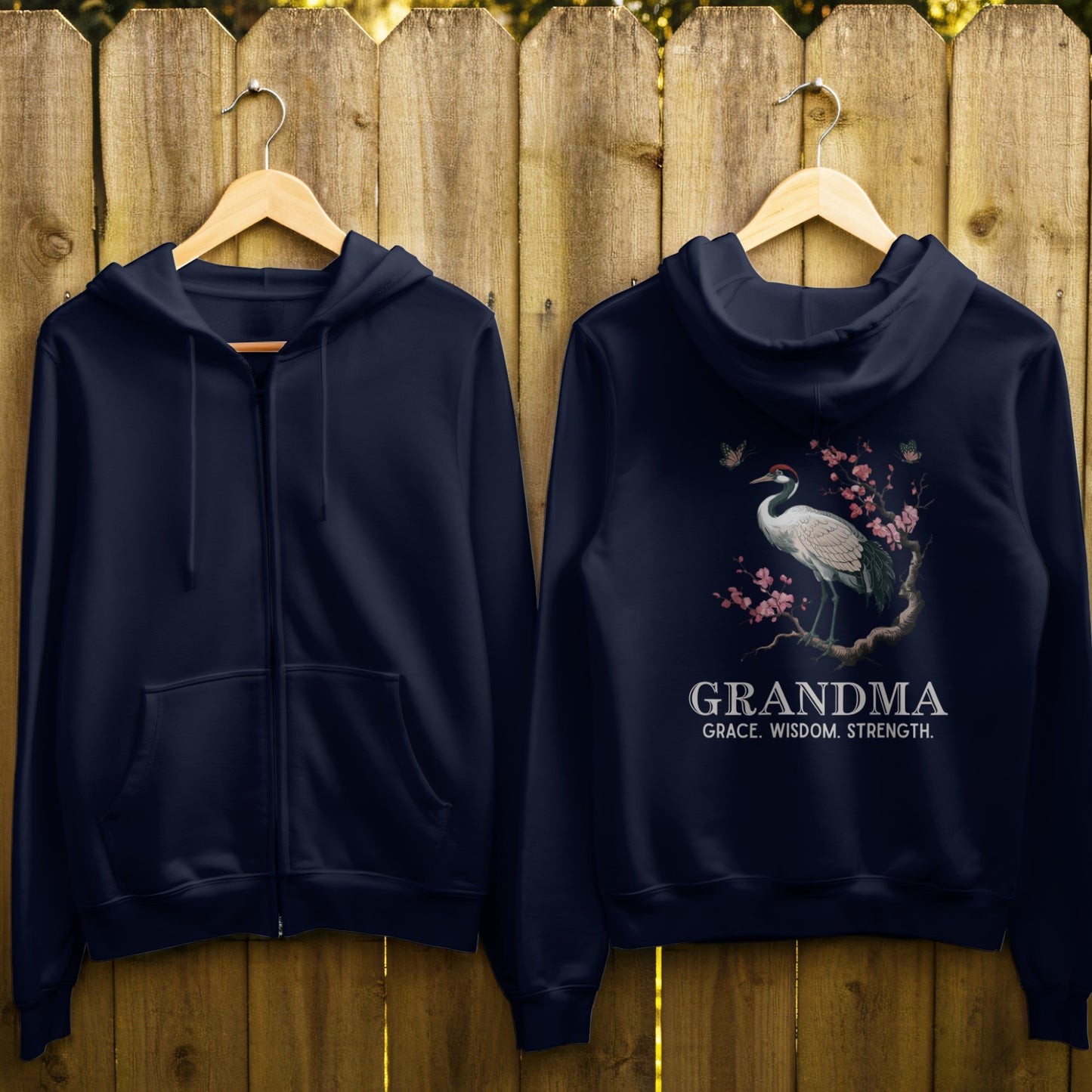 Grandma Grace Wisdom Strength Crane Hoodie product type