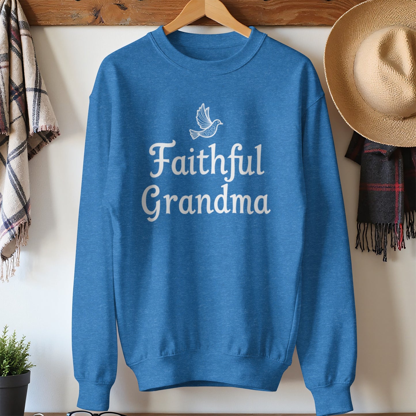 Faithful Grandma Blue Sweatshirt Clothing Product