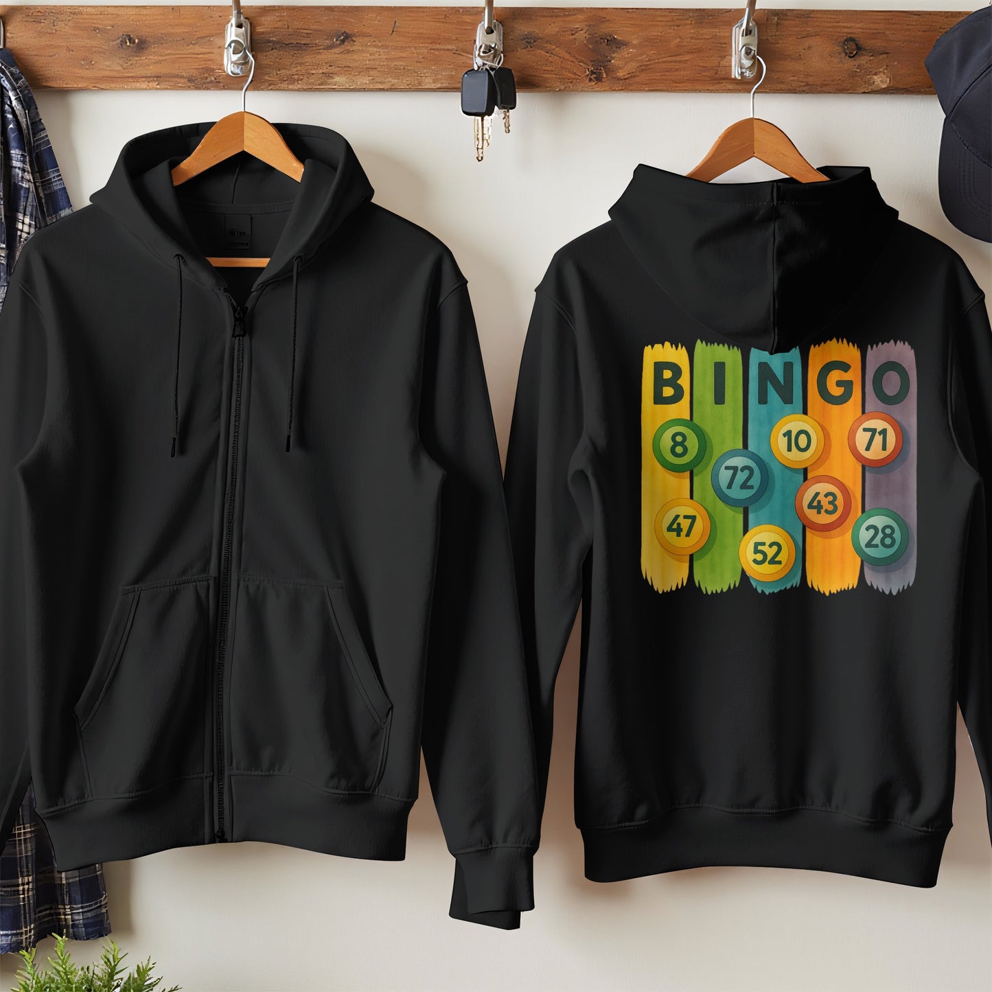 Fun Bingo Number Ball Design Black Hoodie product type