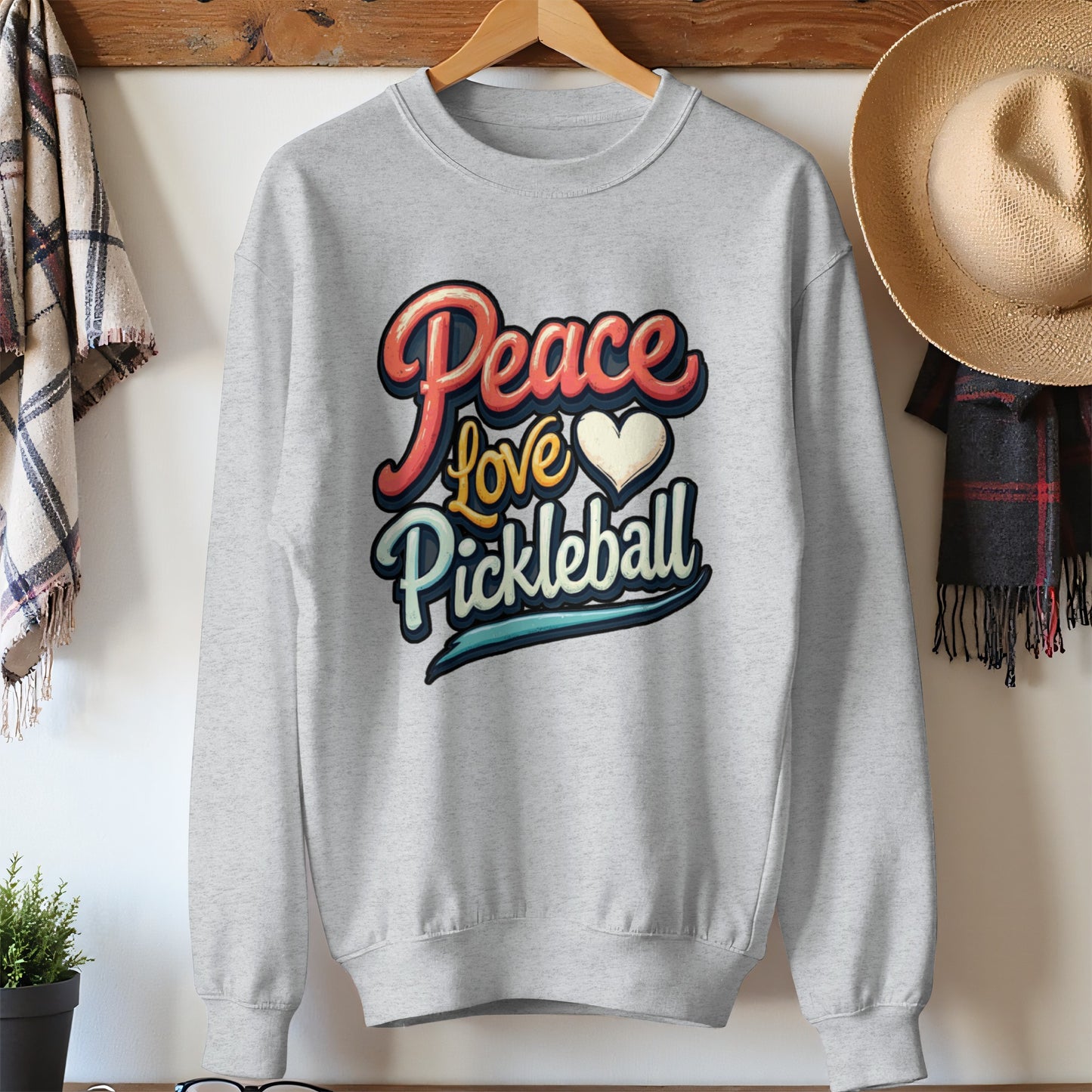 Peace Love Pickleball Graphic Design Sweatshirt product