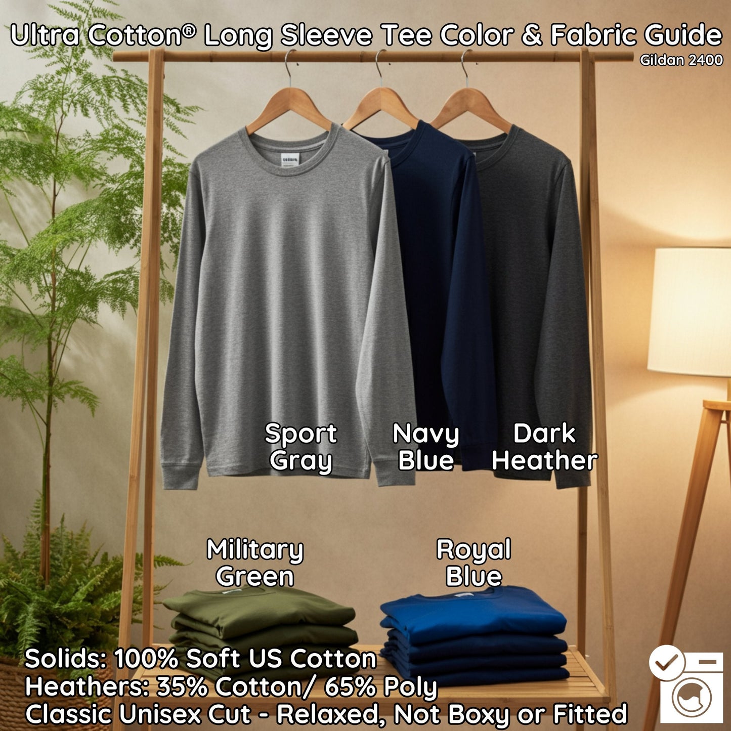 Ultra Cotton Long Sleeve Tee Color Gildan 2400 product