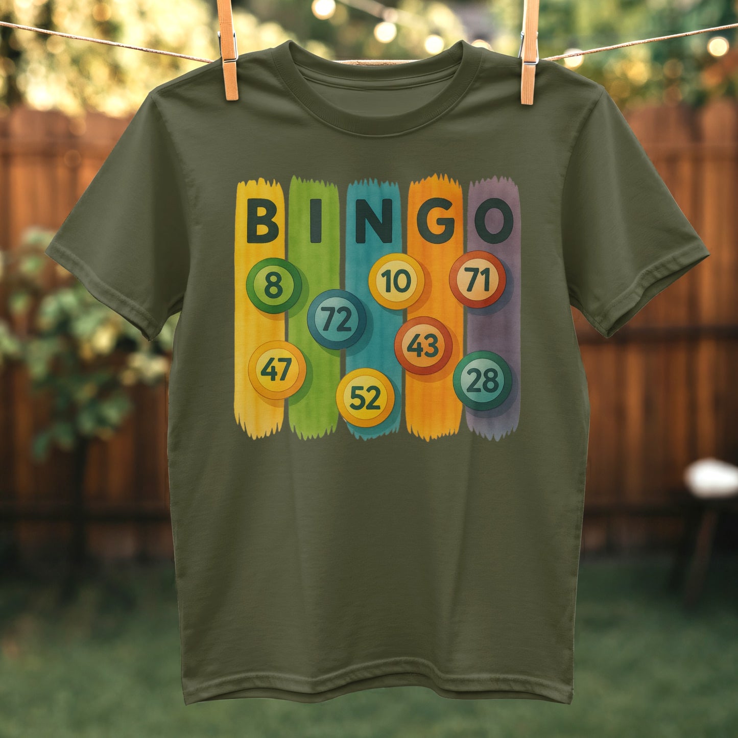 Colorful Bingo Number Display Graphic T-shirt product type