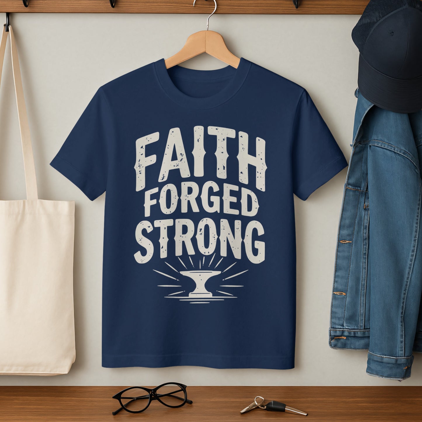 Faith Forged Strong Graphic Tee Product