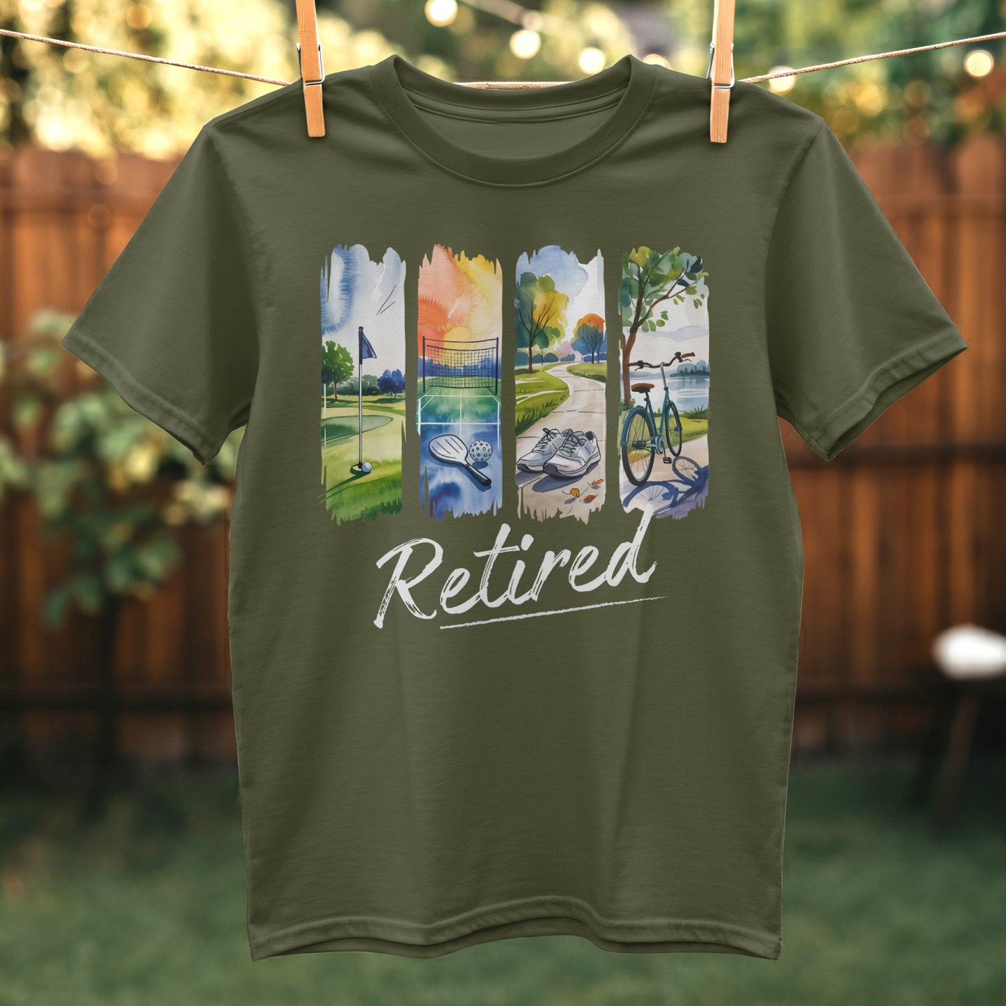 Retired Graphic Print Green Casual T-Shirt product