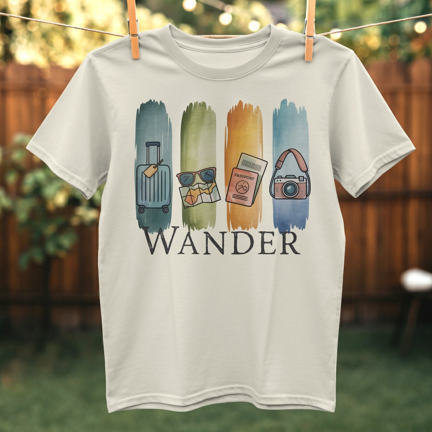 Colorful Wander Design Travel Icons T-Shirt product
