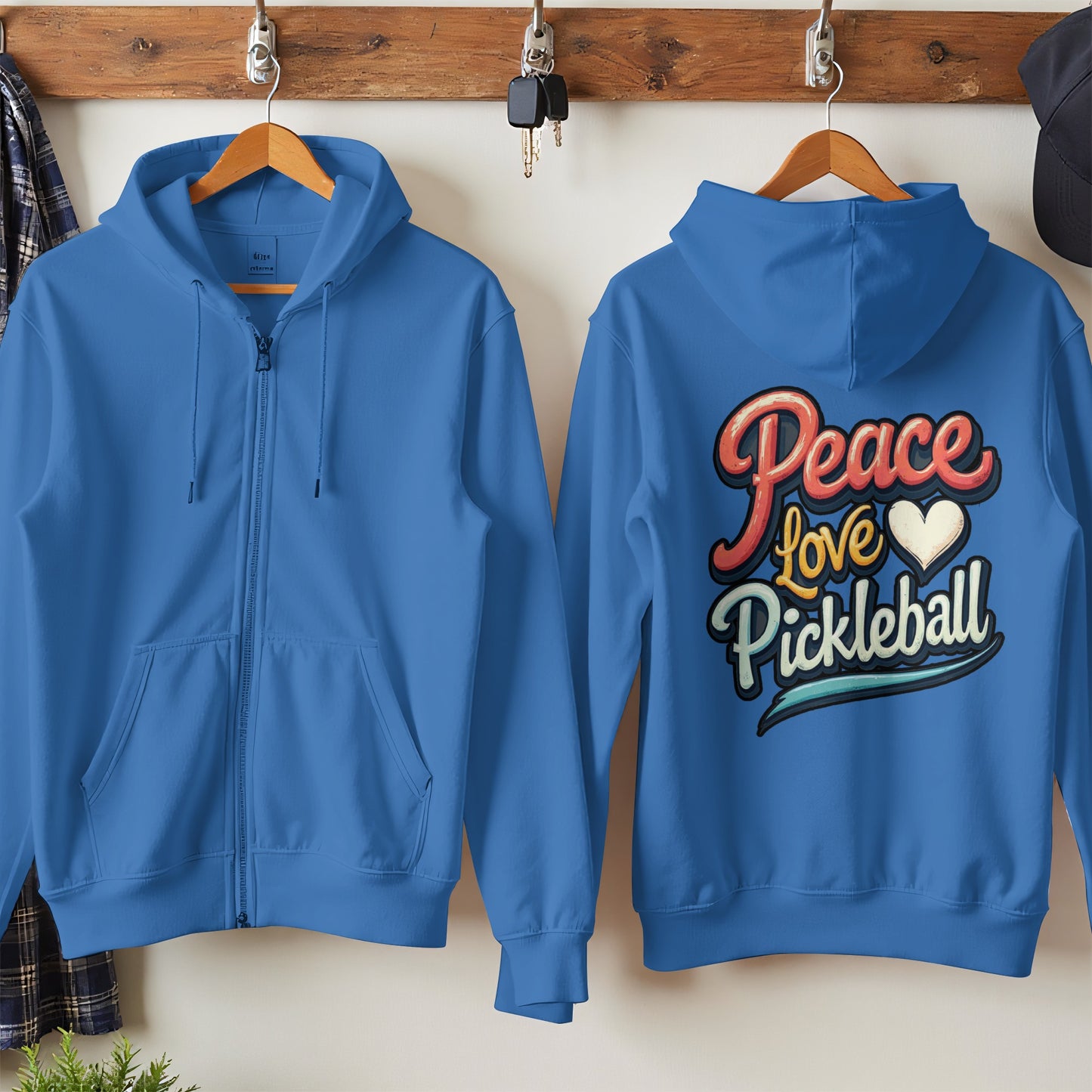 Peace Love Pickleball Blue Hooded Sweatshirt product type