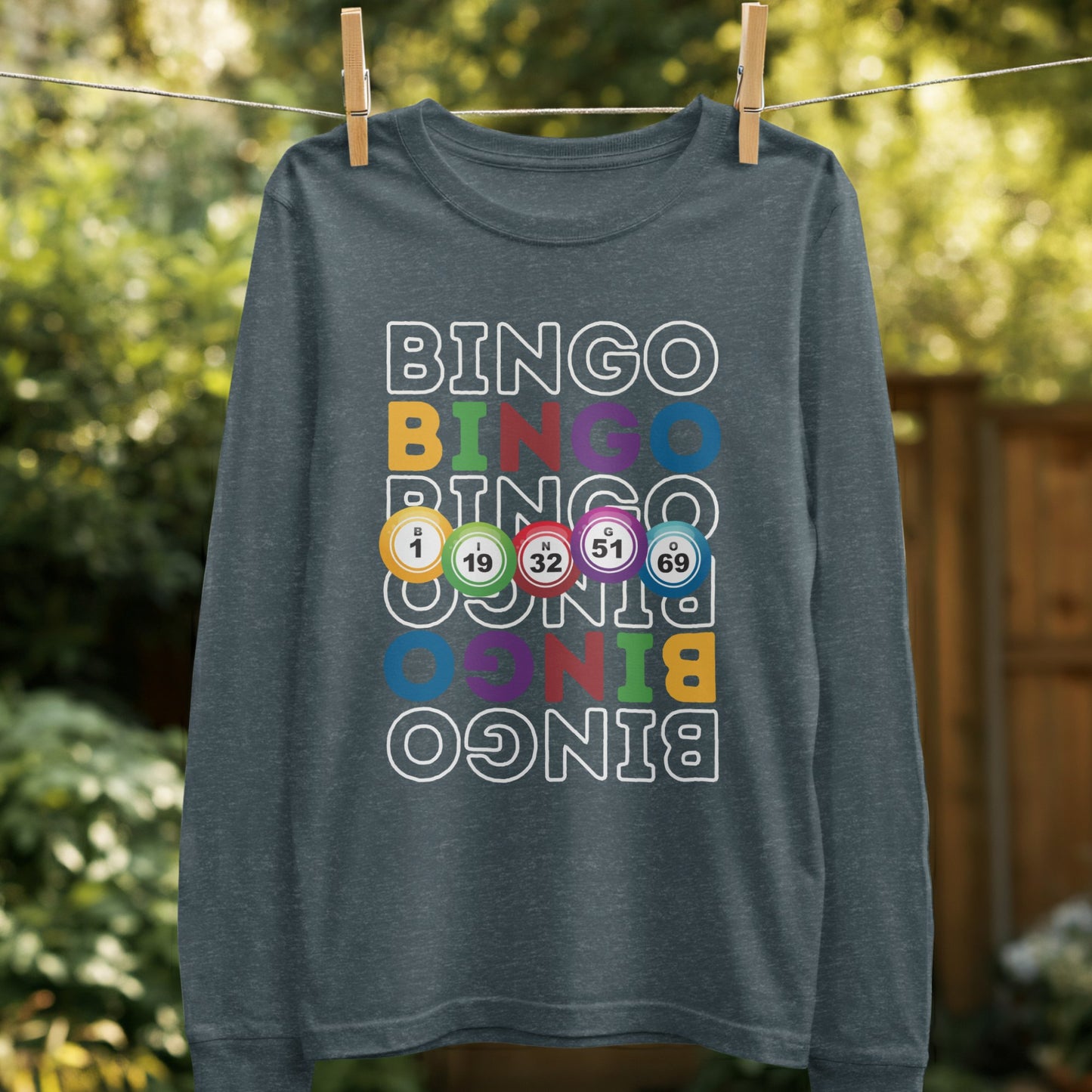 Colorful Bingo Numbers Design Long Sleeve Shirt Product