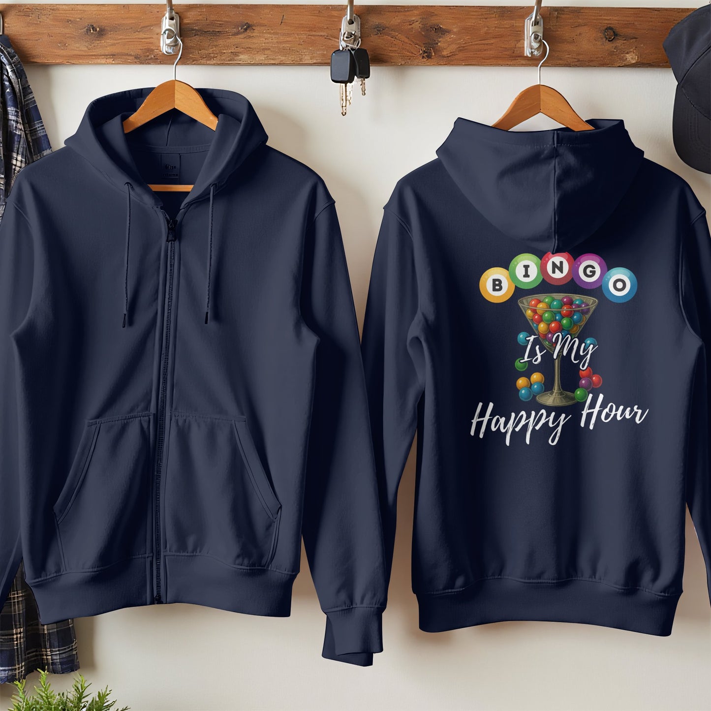 Bingo Is My Happy Hour Zip-Up Hoodie product