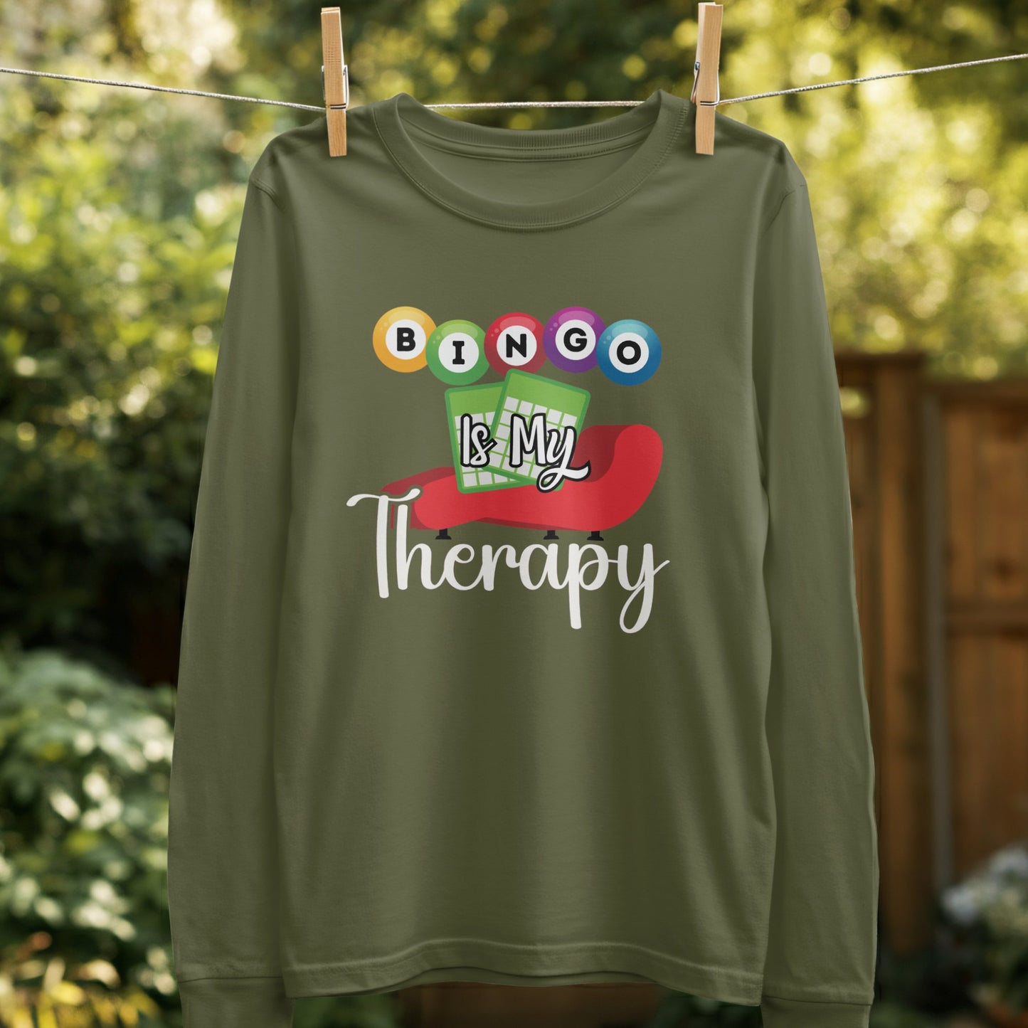 Bingo Is My Therapy Long Sleeve Shirt product type