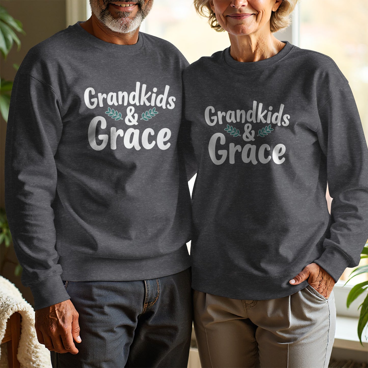 Grandkids and Grace Matching Couple Shirt product