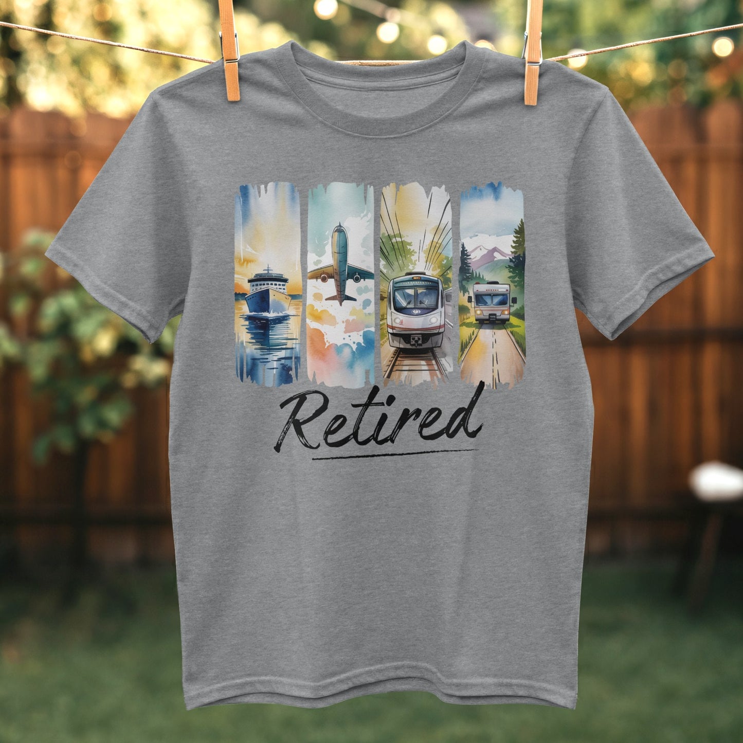 Retired with Vintage Travel Scenes T-shirt product