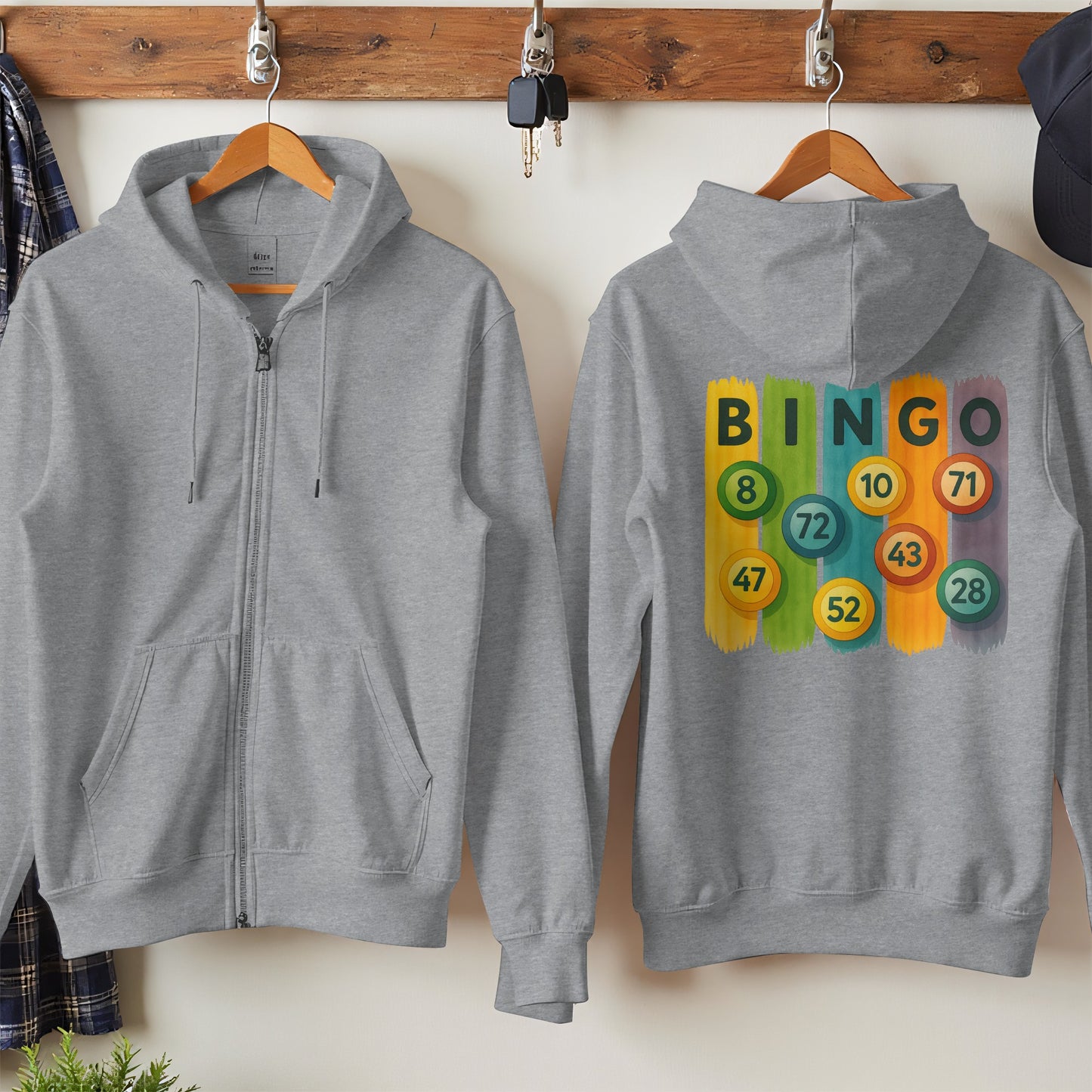 Stylish Bingo Number Themed Zippered Hoodie product