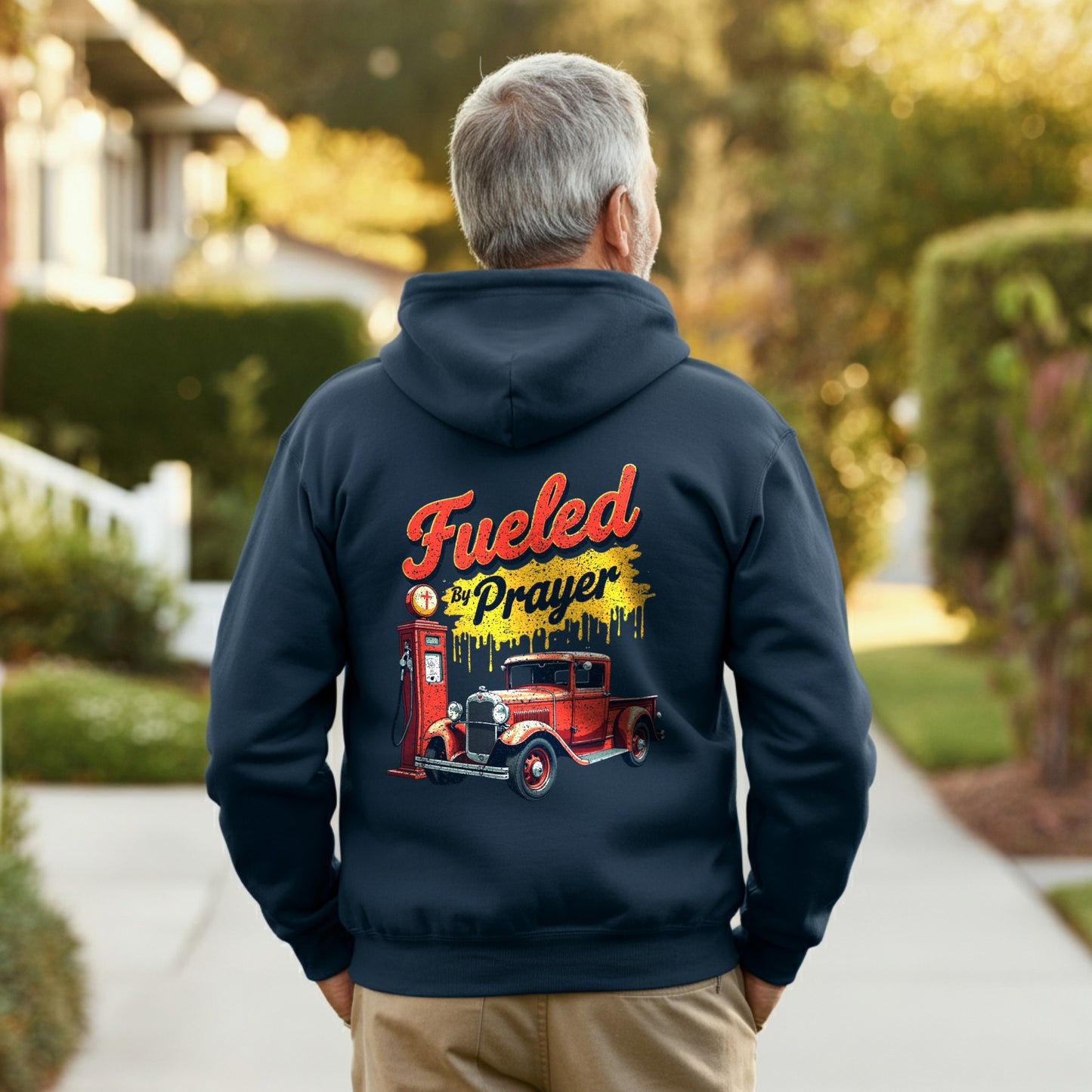 Fueled by Prayer Vintage Car Hooded Shirt product type