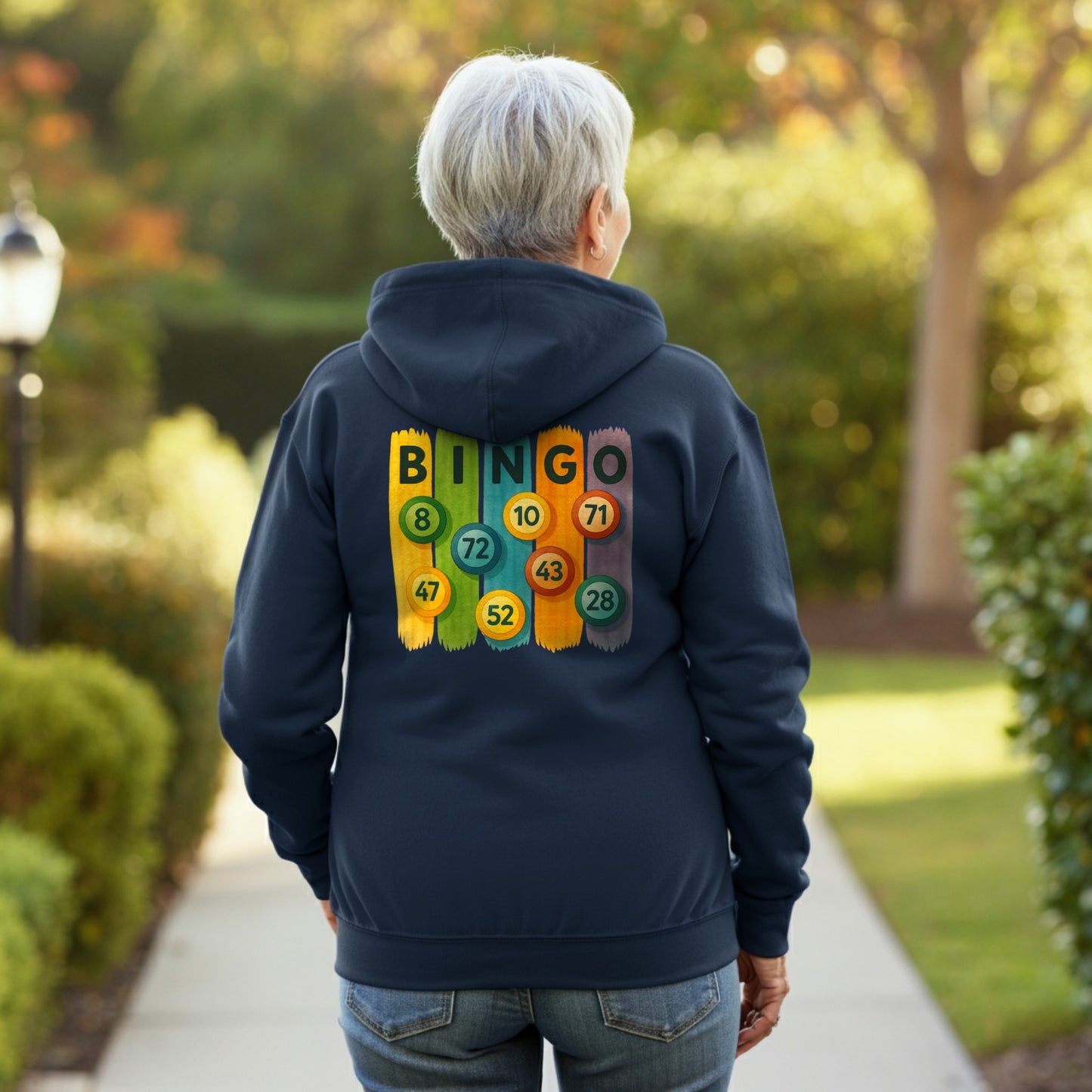 Fun Bingo Numbers Design on Black Hoodie product