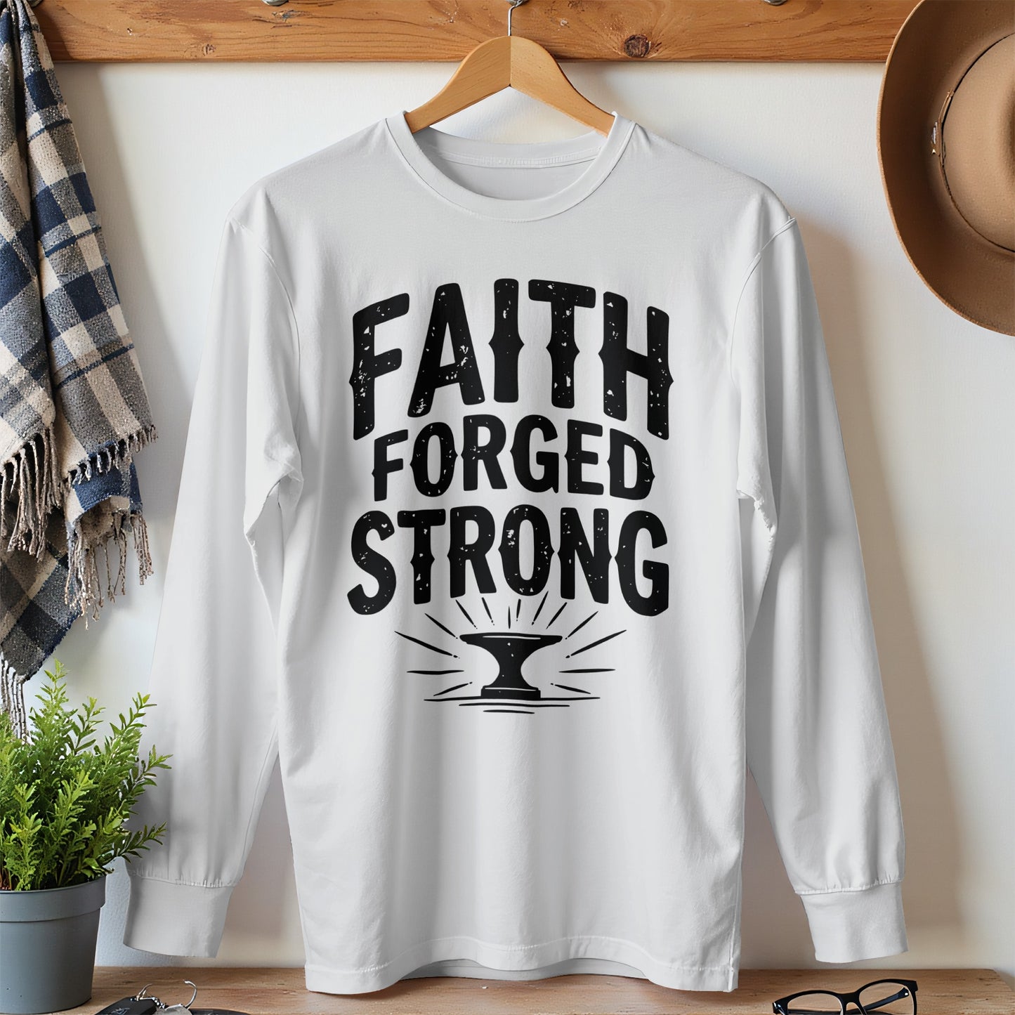 Faith Forged Strong Long Sleeve Shirt product type