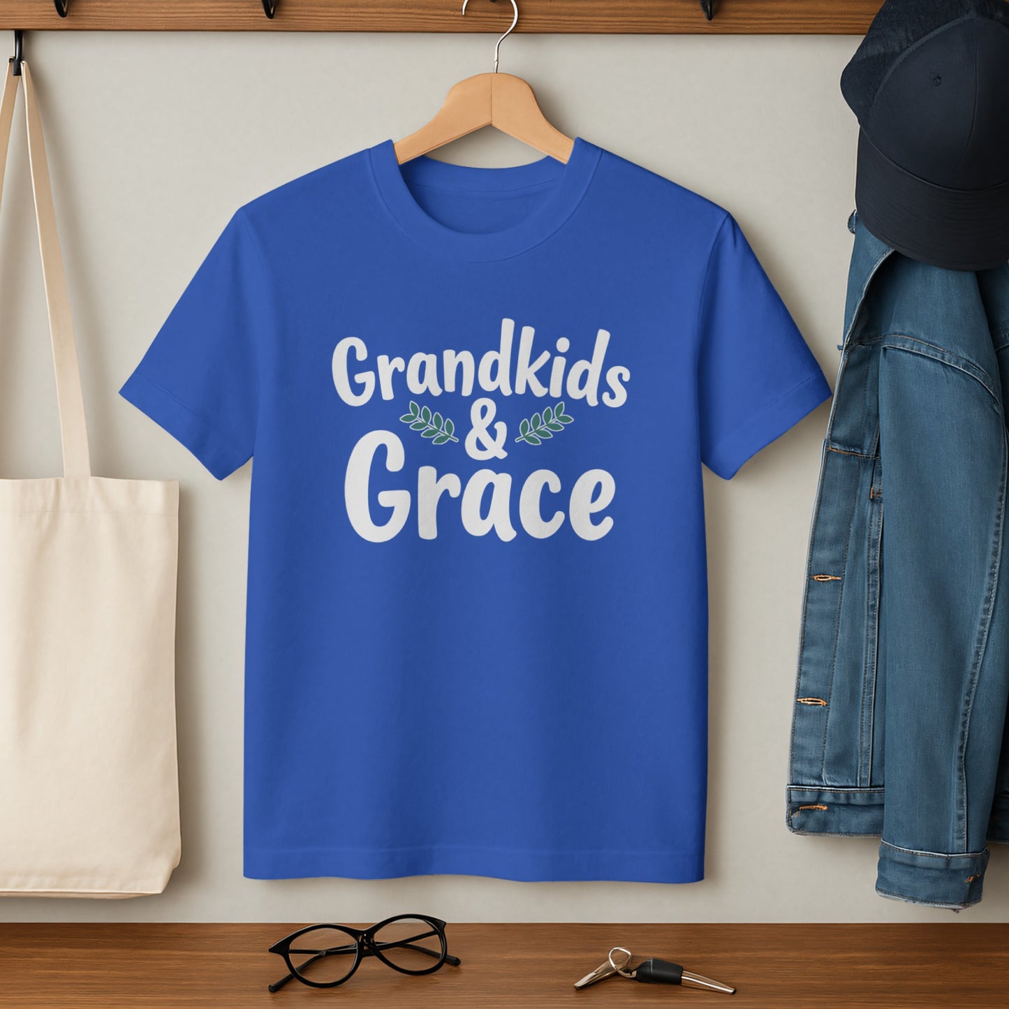 Grandkids and Grace Blue Casual Graphic T-Shirt product type