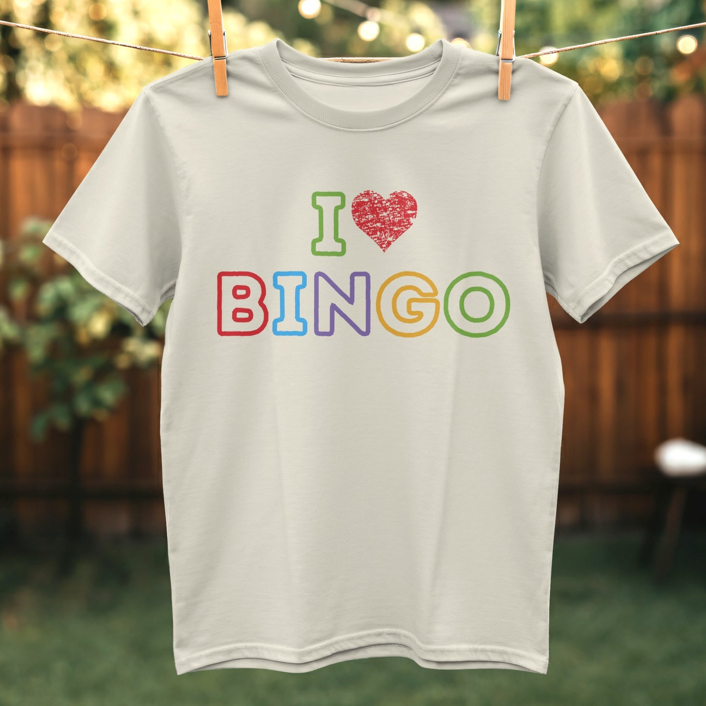 I Heart Bingo Colorful Letters Design T-Shirt Product
