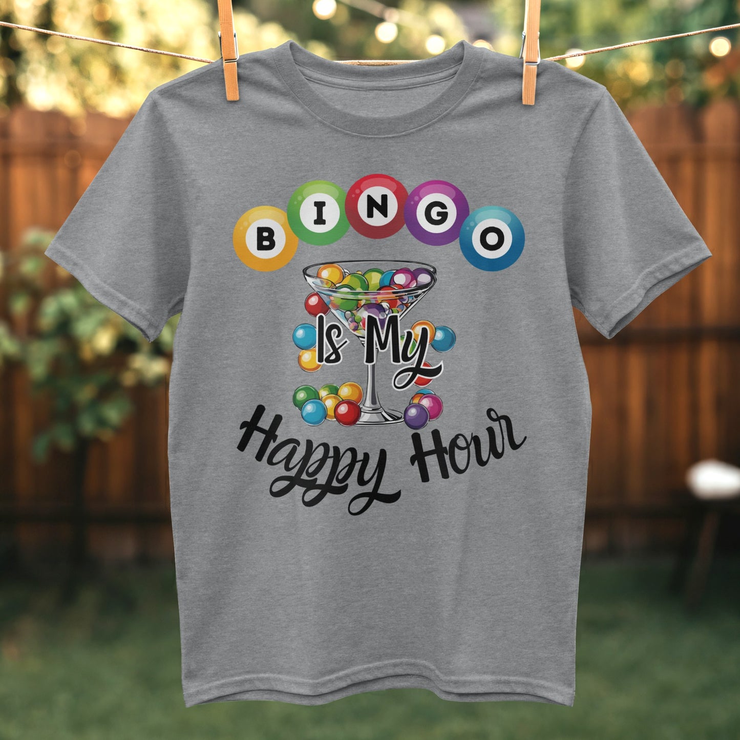 Fun and Colorful Bingo Happy Hour T-shirt product type