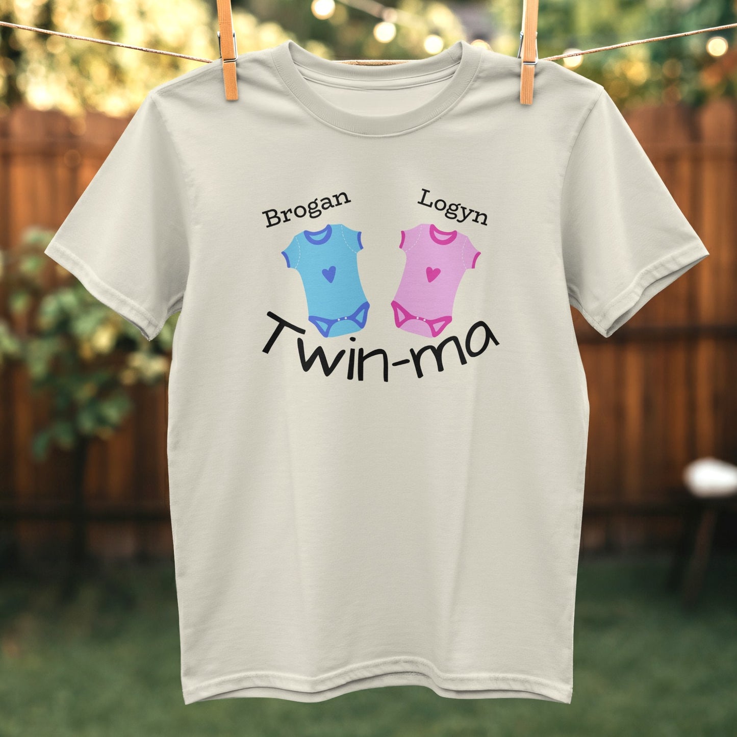 Personalized Twin-ma T-Shirt New Baby Announcement product type