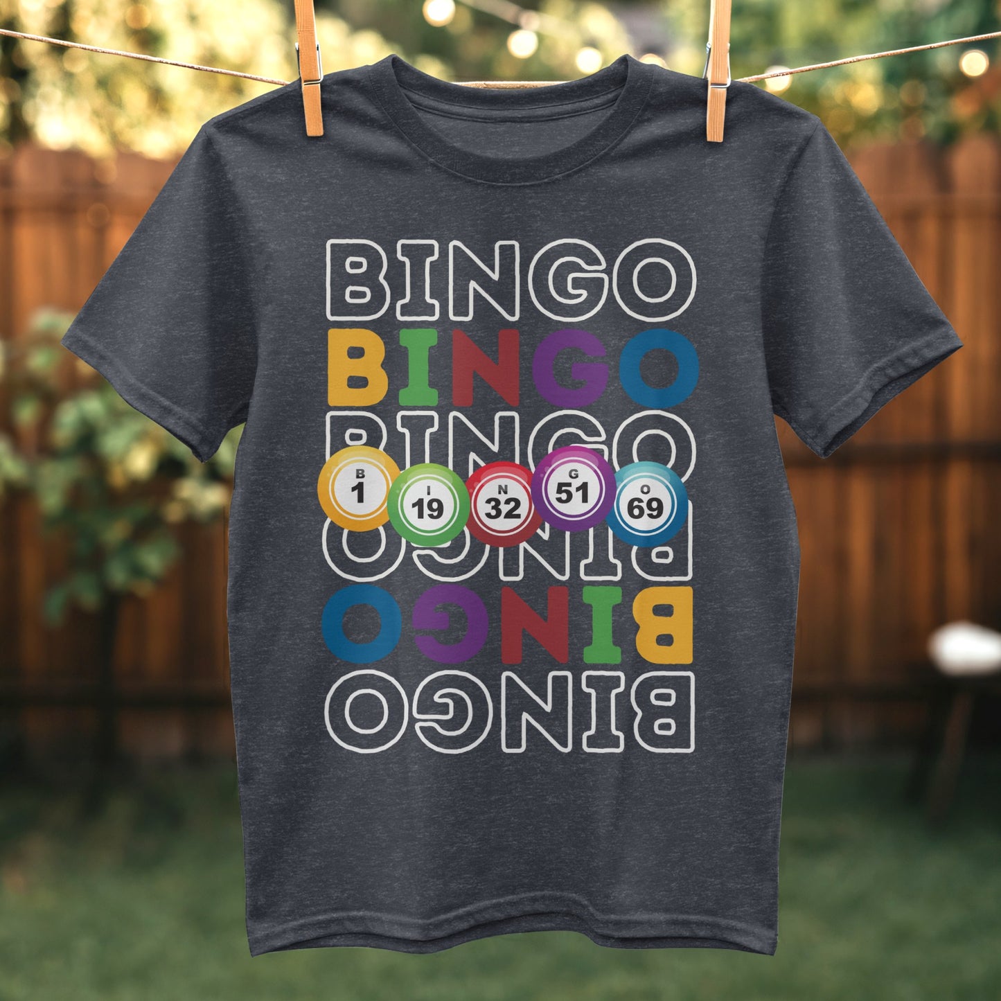 Colorful Bingo Numbers Graphic Short Sleeve T-shirt
