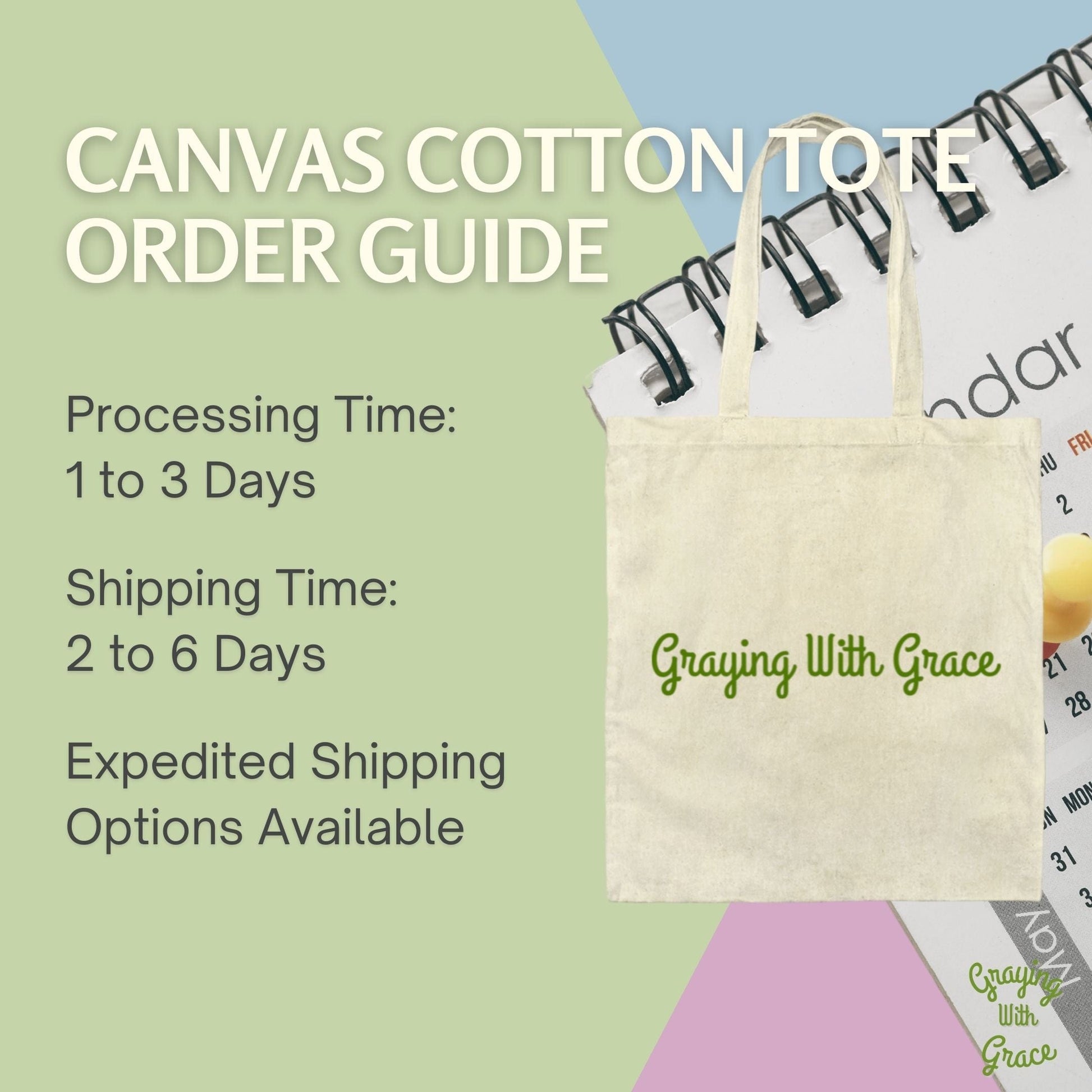 a canvas tote bag with the words canvas cotton tote order guide