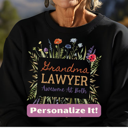 a woman wearing a grandma's personalized t - shirt