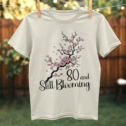 80 and Still Blooming graphic tee product type