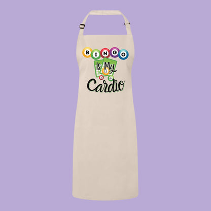 a white apron with the words, is my cardio on it