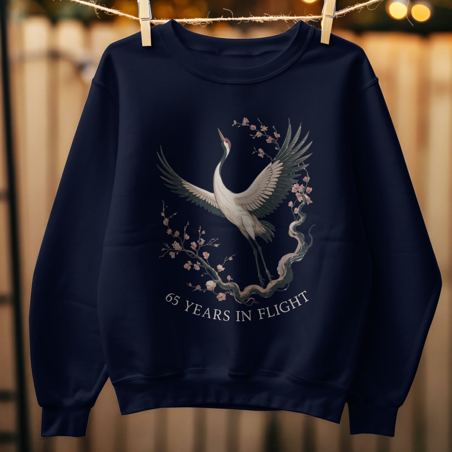 65 Years in Flight White Crane and Branches product type